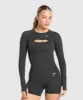 Gymshark Vital Seamless Long Sleeve Cut Out Top - Black Marl sold by Gymshark
