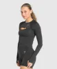 Gymshark Vital Seamless Long Sleeve Cut Out Top - Black Marl sold by Gymshark