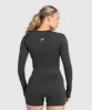 Gymshark Vital Seamless Long Sleeve Cut Out Top - Black Marl sold by Gymshark