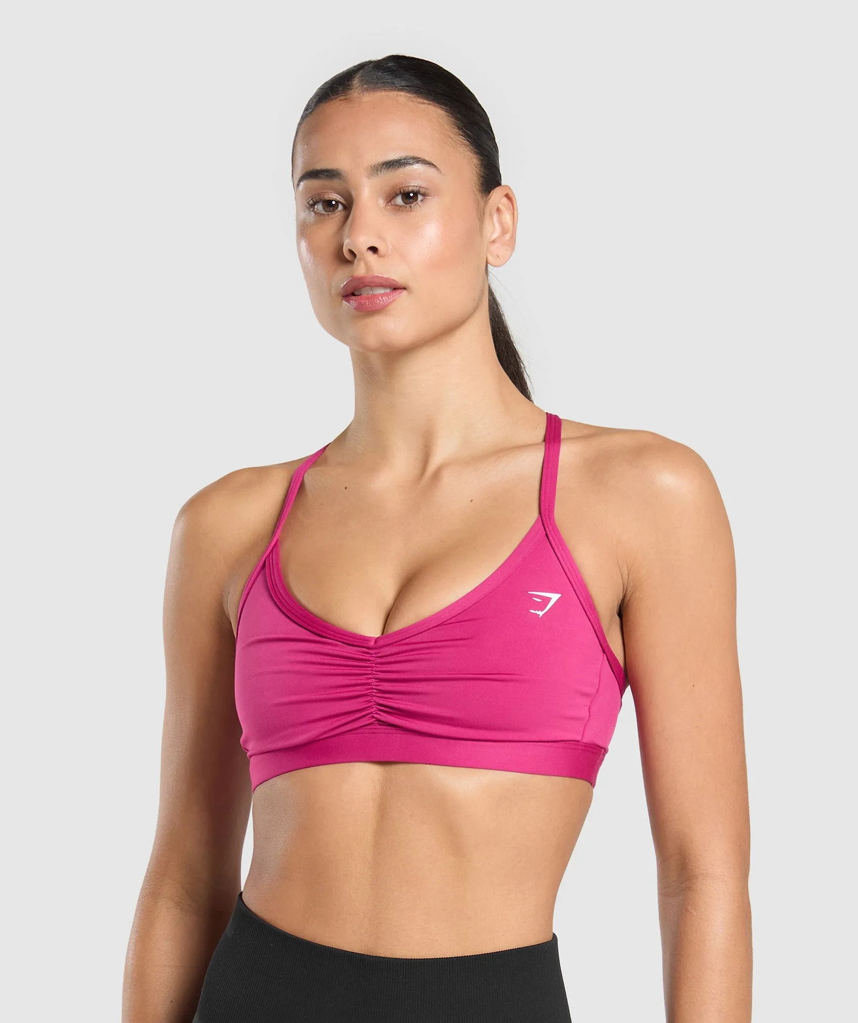 Gymshark Ruched Strappy Sports Bra - Winning Pink sold by Gymshark
