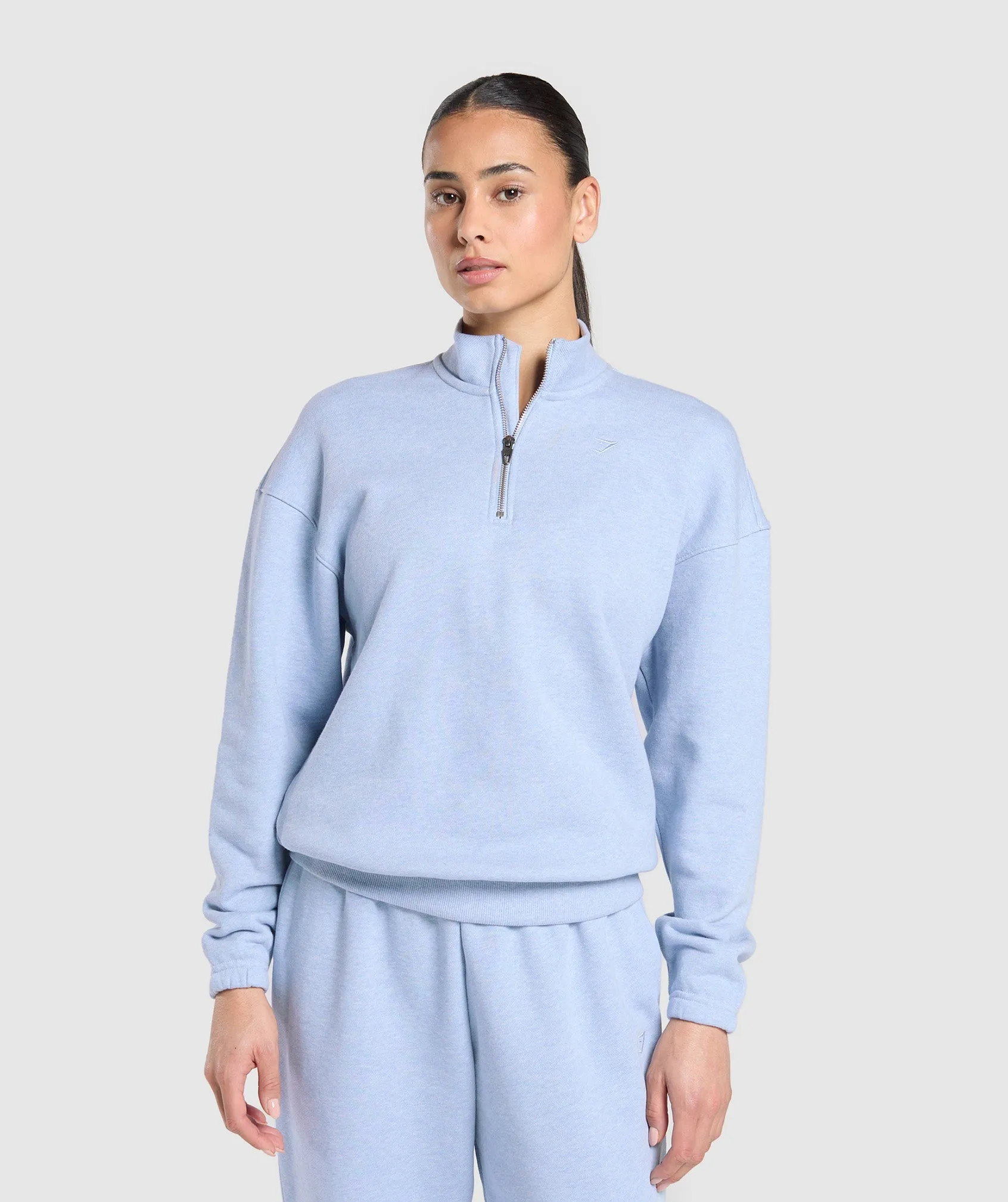 Gymshark Rest Day Sweats 2.0 1/4 Zip Pullover - Blue Marl sold by Gymshark