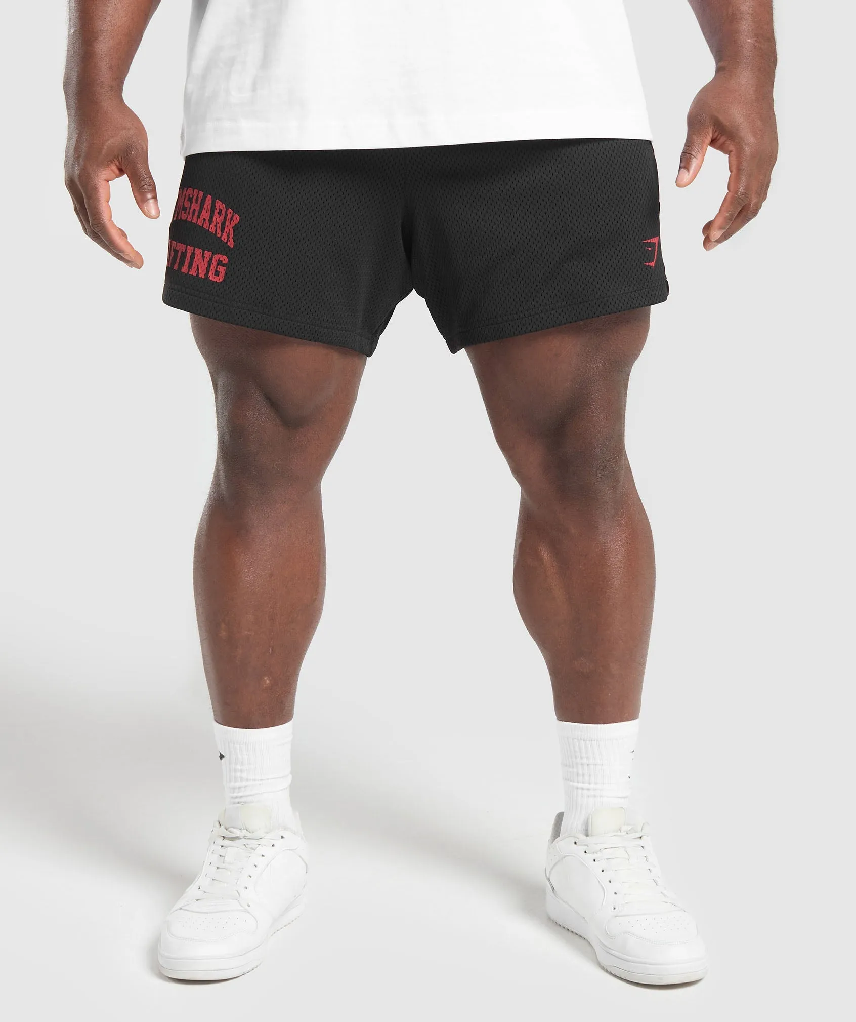 Gymshark Lifting Mesh 5" Shorts - Black/Conditioning Red sold by Gymshark