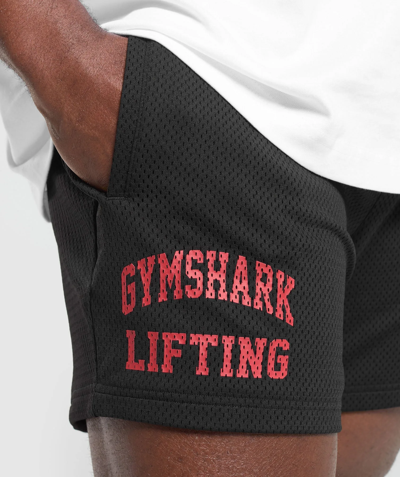 Gymshark Lifting Mesh 5" Shorts - Black/Conditioning Red sold by Gymshark product image thumbnail 5