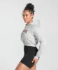 Gymshark Lifting Essentials Graphic Cropped Hoodie - Light Grey Core Marl sold by Gymshark