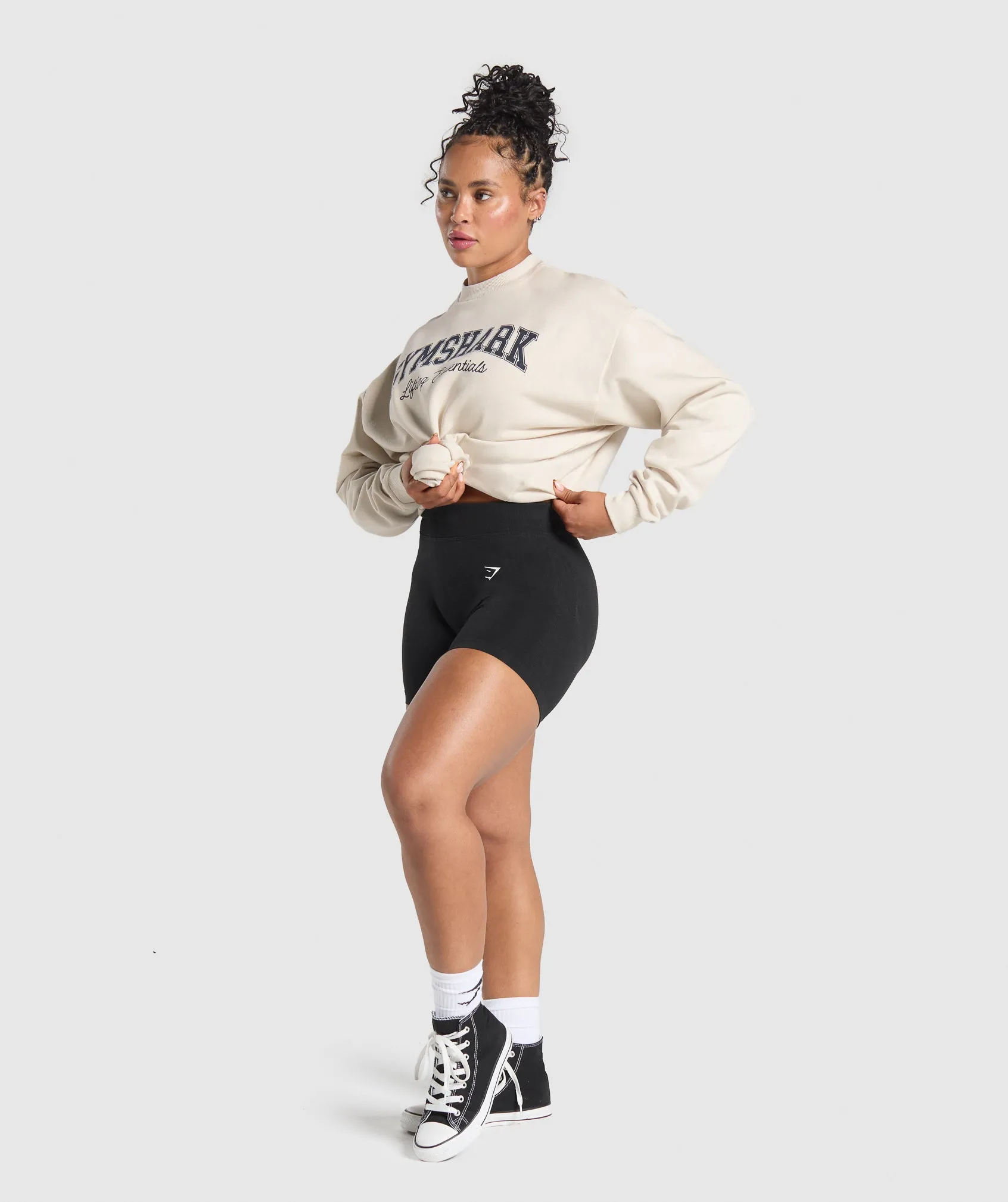 Gymshark Lifting Essentials Graphic Brushed Oversized Sweatshirt - Oat White sold by Gymshark product image thumbnail 4