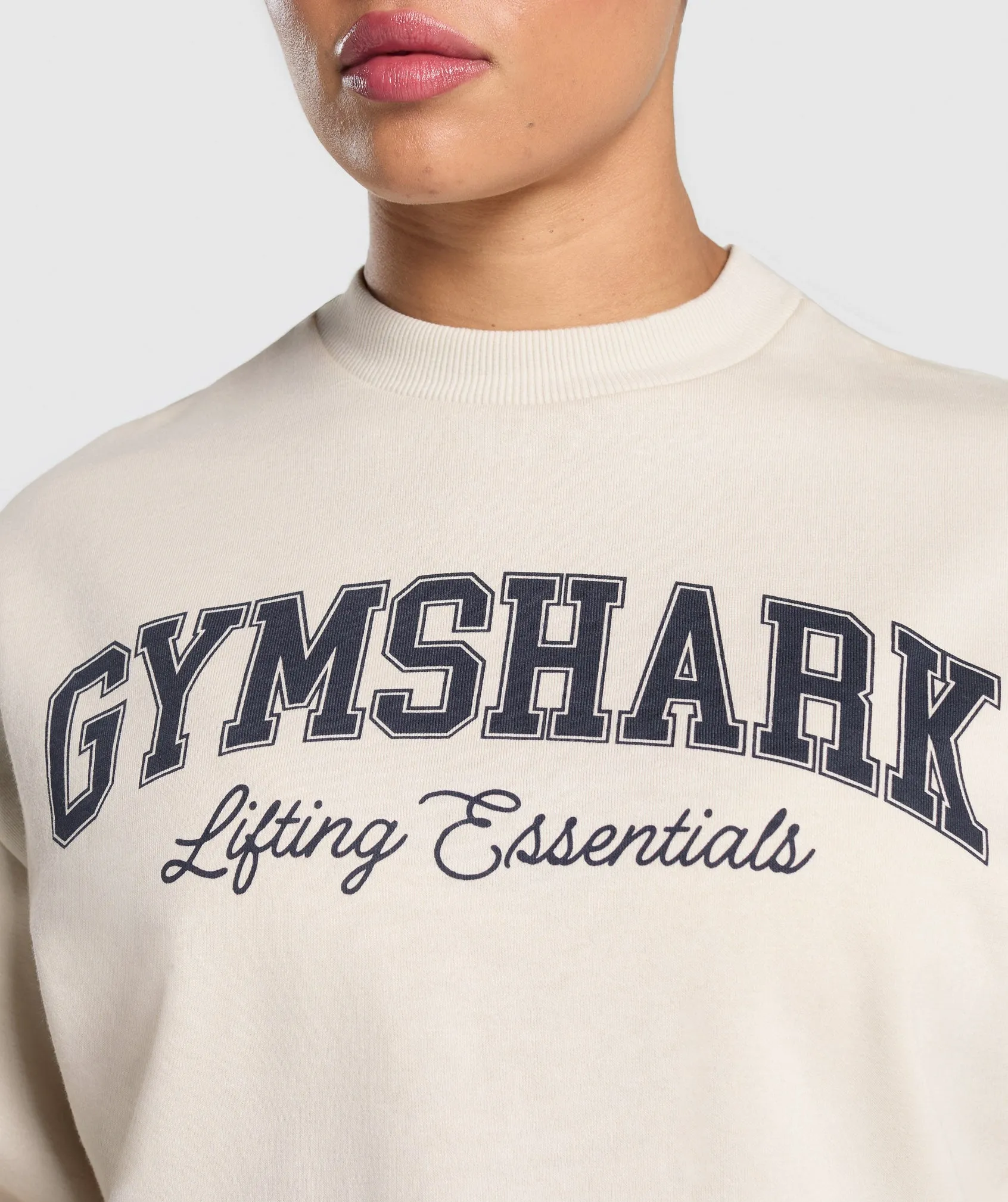 Gymshark Lifting Essentials Graphic Brushed Oversized Sweatshirt - Oat White sold by Gymshark product image thumbnail 5