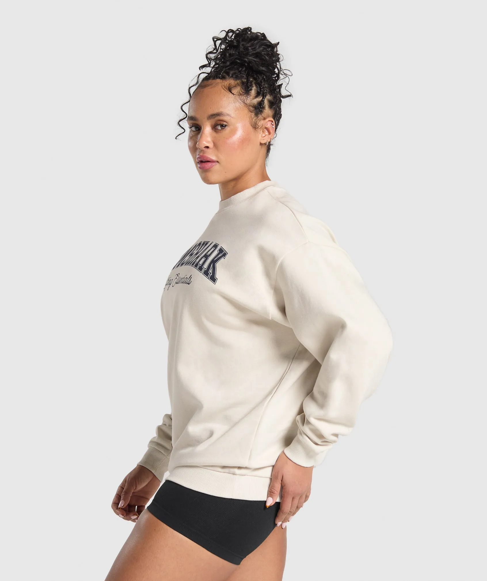 Gymshark Lifting Essentials Graphic Brushed Oversized Sweatshirt - Oat White sold by Gymshark product image thumbnail 3