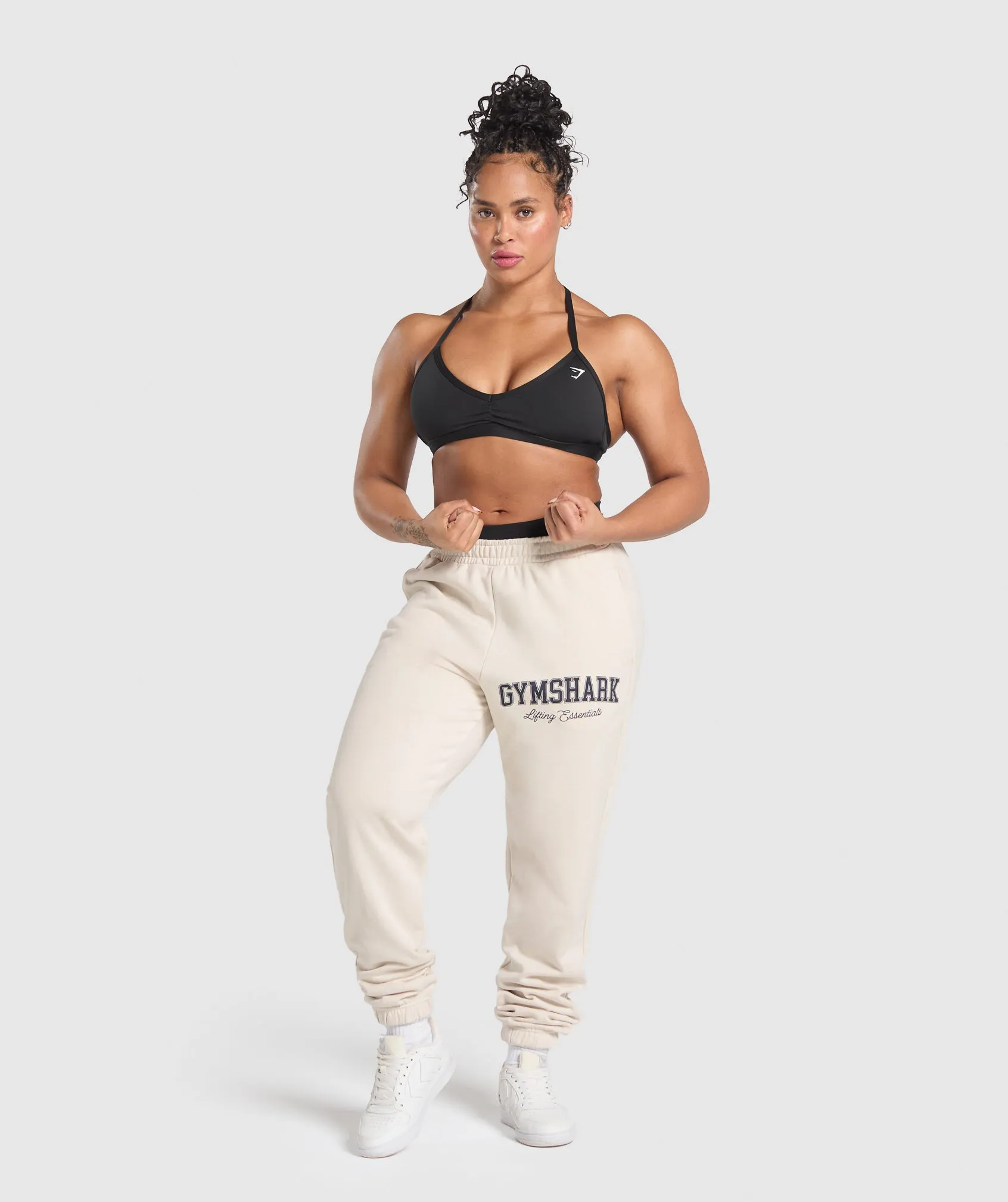 Gymshark Lifting Essentials Graphic Brushed Oversized Joggers - Oat White sold by Gymshark product image thumbnail 4