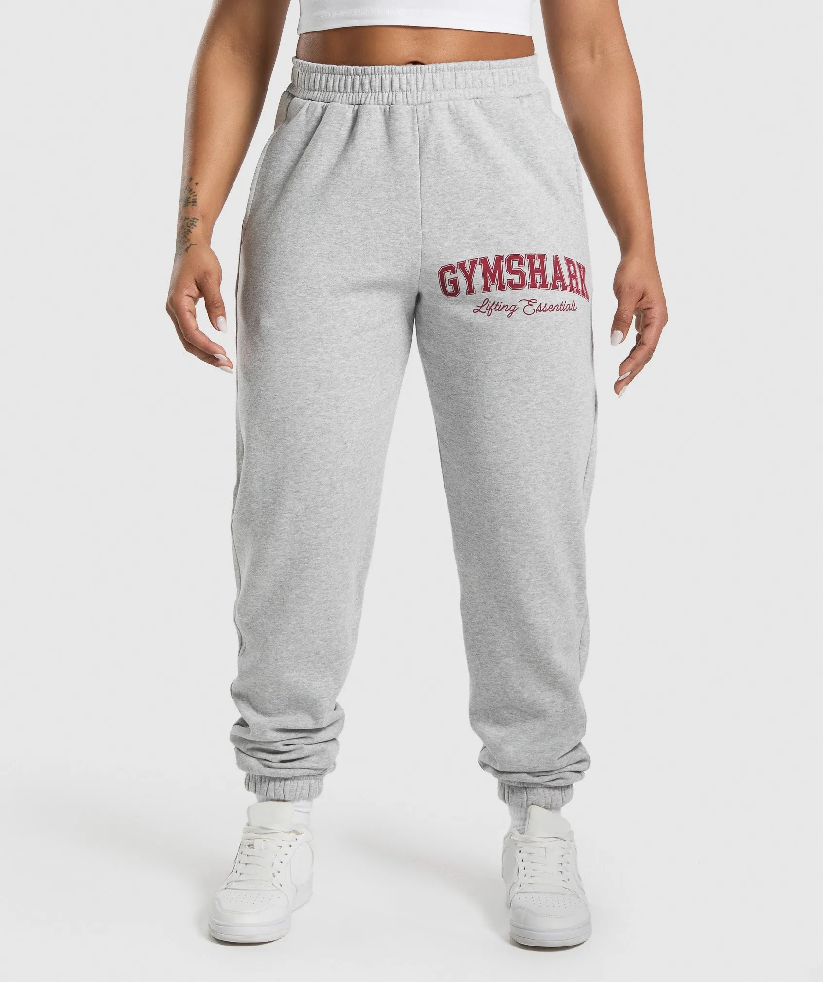 Gymshark Lifting Essentials Graphic Brushed Oversized Joggers - Light Grey Core Marl sold by Gymshark
