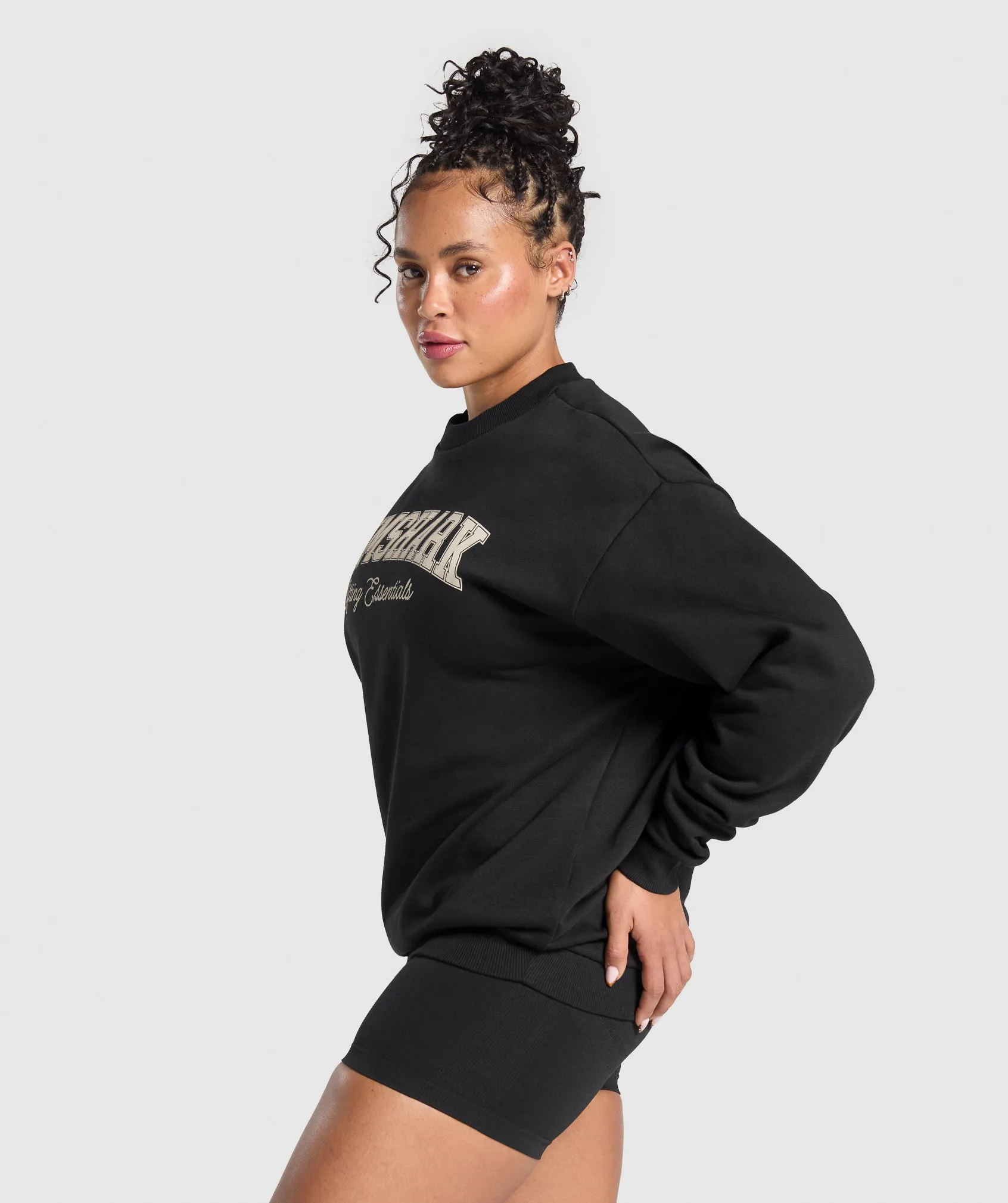 Gymshark Lifting Essentials Graphic Brushed Oversized Sweatshirt - Black sold by Gymshark product image thumbnail 3