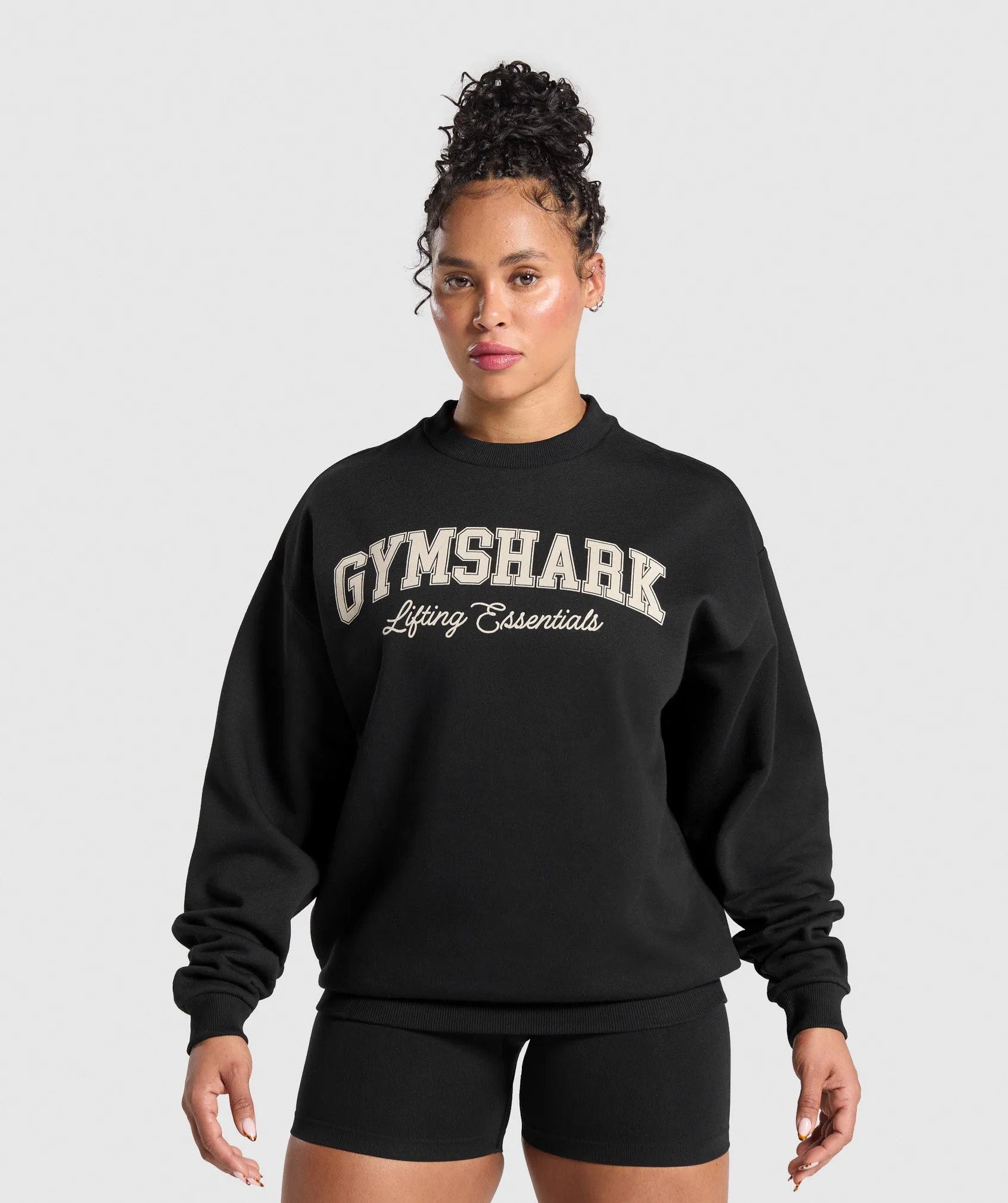 Gymshark Lifting Essentials Graphic Brushed Oversized Sweatshirt - Black sold by Gymshark