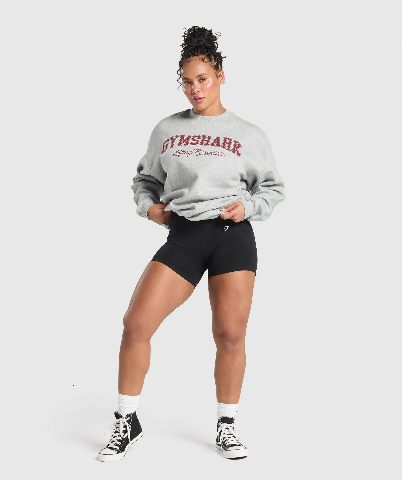 Gymshark Lifting Essentials Graphic Brushed Oversized Sweatshirt - Light Grey Core Marl sold by Gymshark product image thumbnail 4