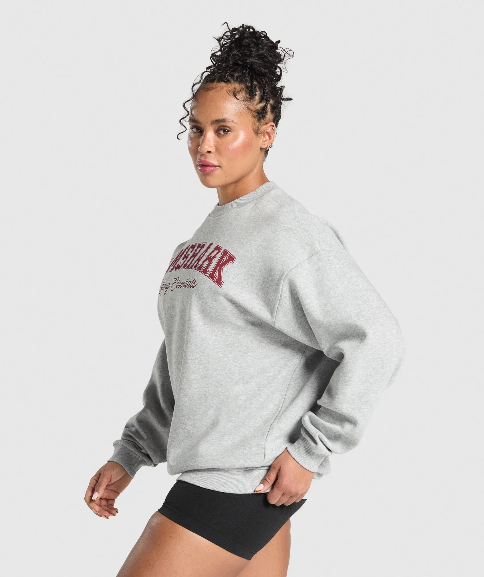 Gymshark Lifting Essentials Graphic Brushed Oversized Sweatshirt - Light Grey Core Marl sold by Gymshark product image thumbnail 3