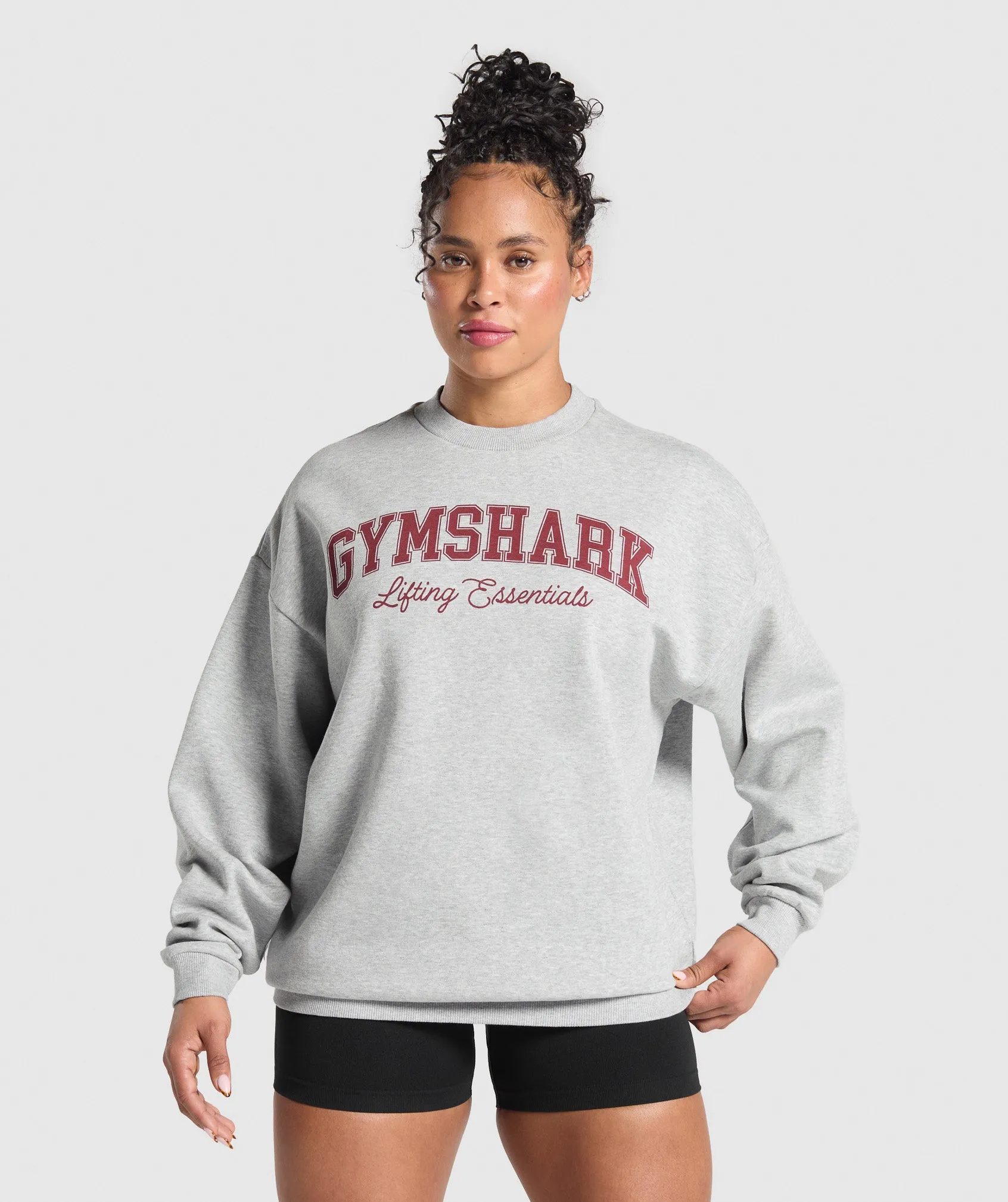 Gymshark Lifting Essentials Graphic Brushed Oversized Sweatshirt - Light Grey Core Marl sold by Gymshark