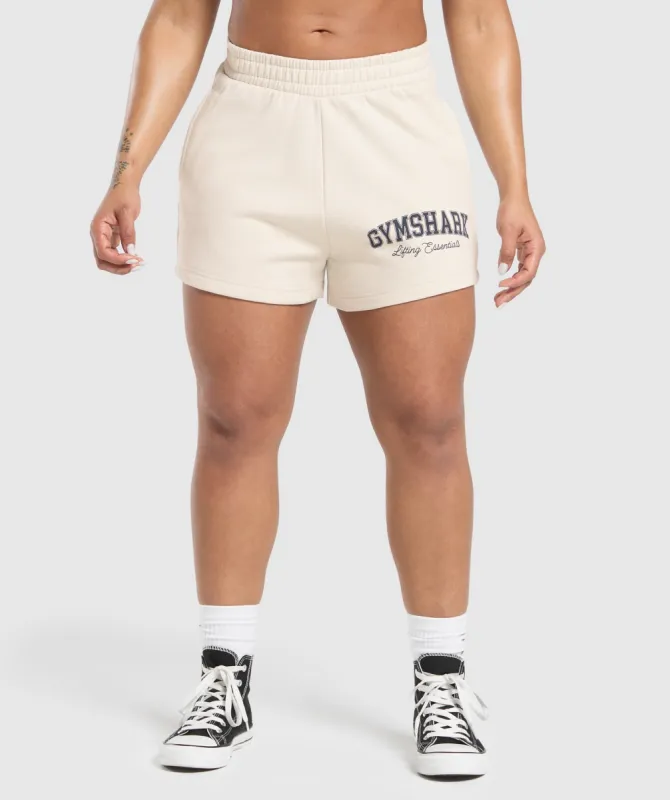 Gymshark Lifting Essentials Graphic Brushed 4' Shorts - Oat White made by Gymshark