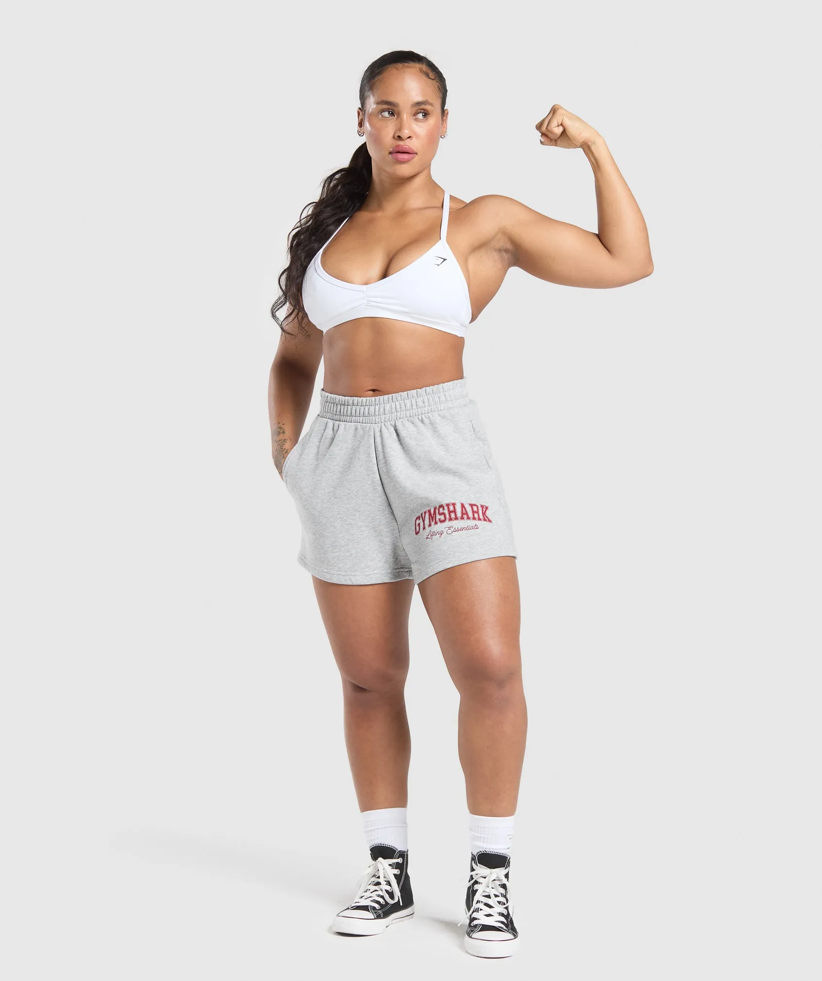 Gymshark Lifting Essentials Graphic Brushed 4' Shorts - Light Grey Core Marl sold by Gymshark product image thumbnail 4