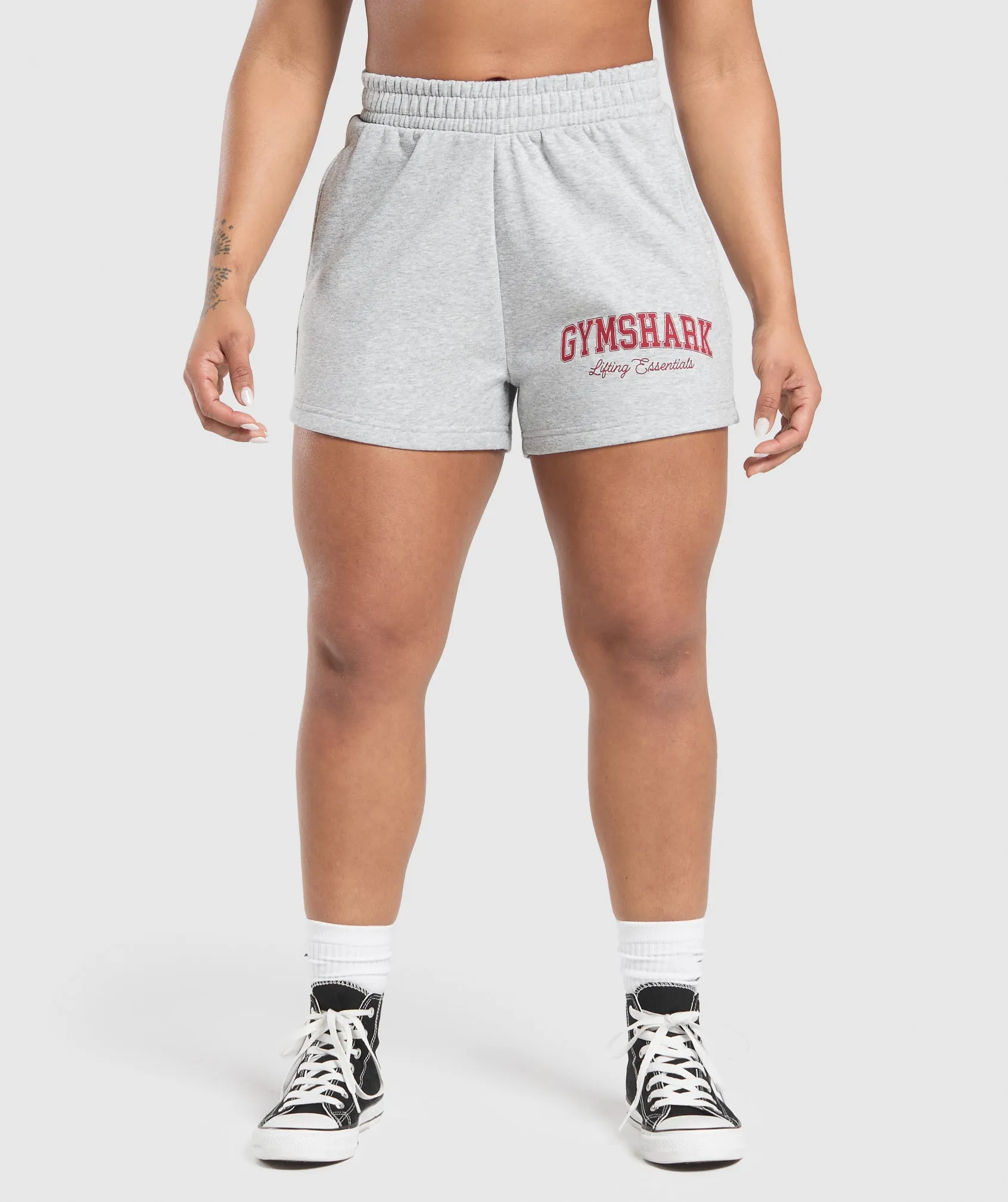 Gymshark Lifting Essentials Graphic Brushed 4' Shorts - Light Grey Core Marl sold by Gymshark