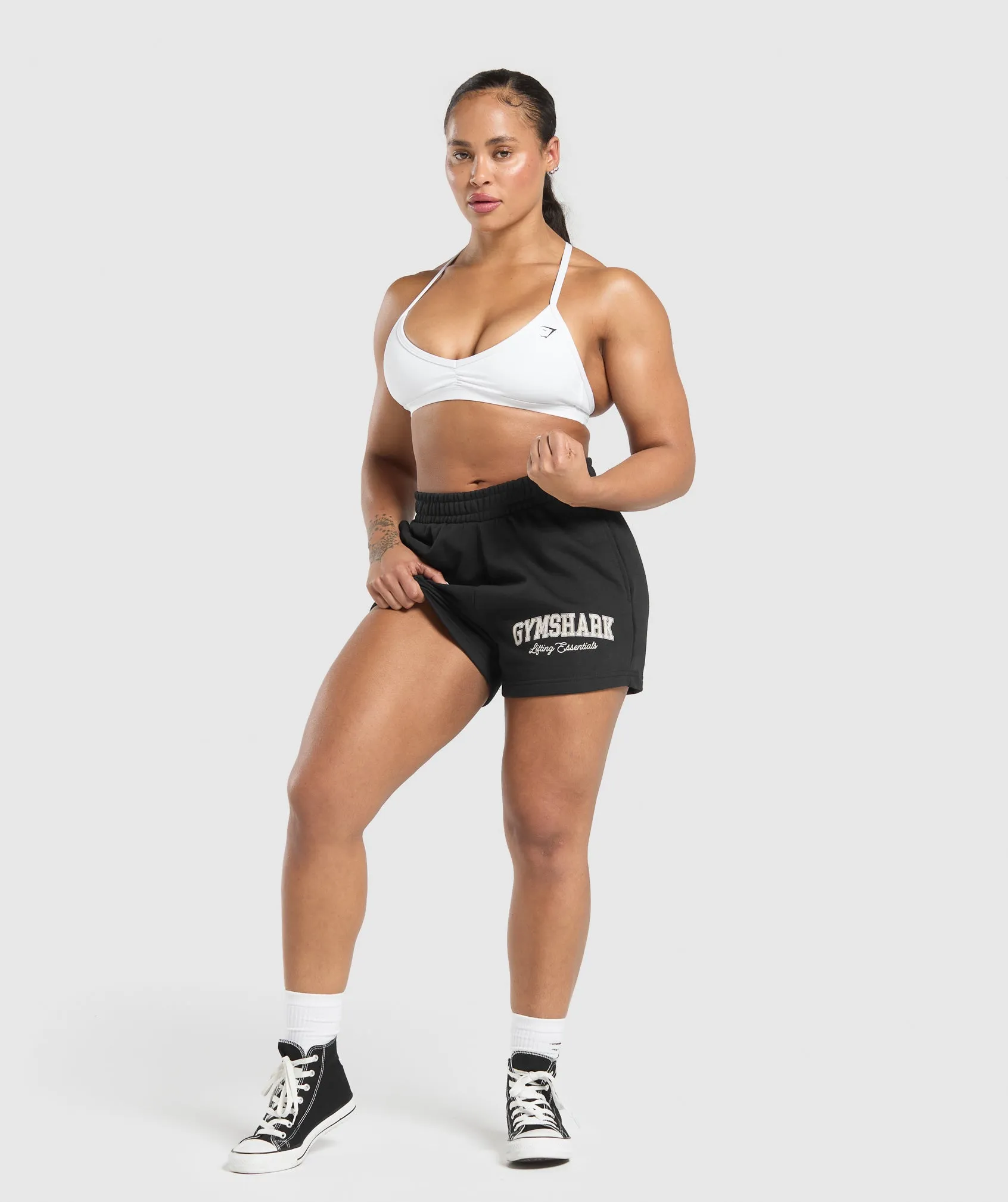 Gymshark Lifting Essentials Graphic Brushed 4' Shorts - Black sold by Gymshark product image thumbnail 4