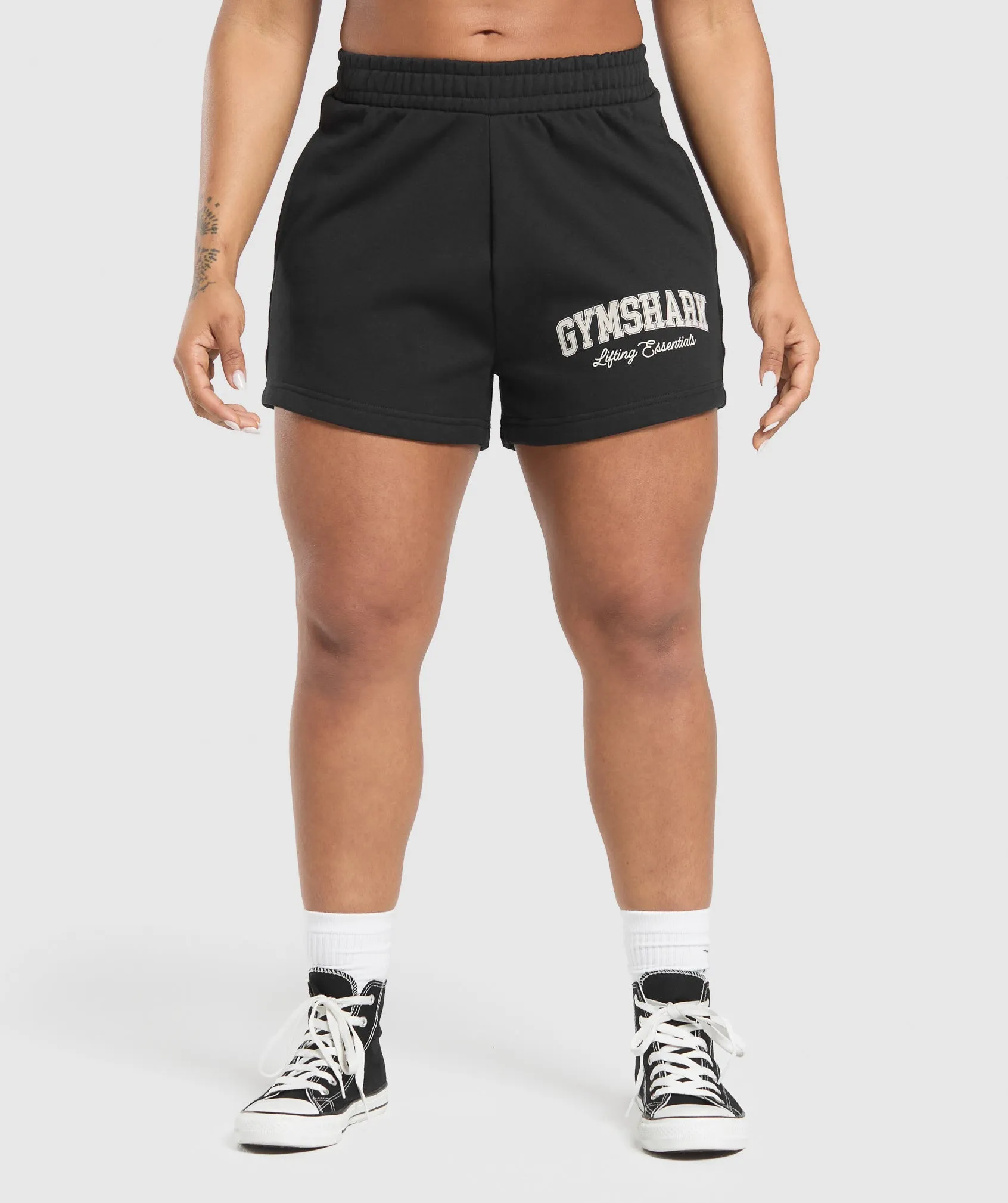Gymshark Lifting Essentials Graphic Brushed 4' Shorts - Black sold by Gymshark
