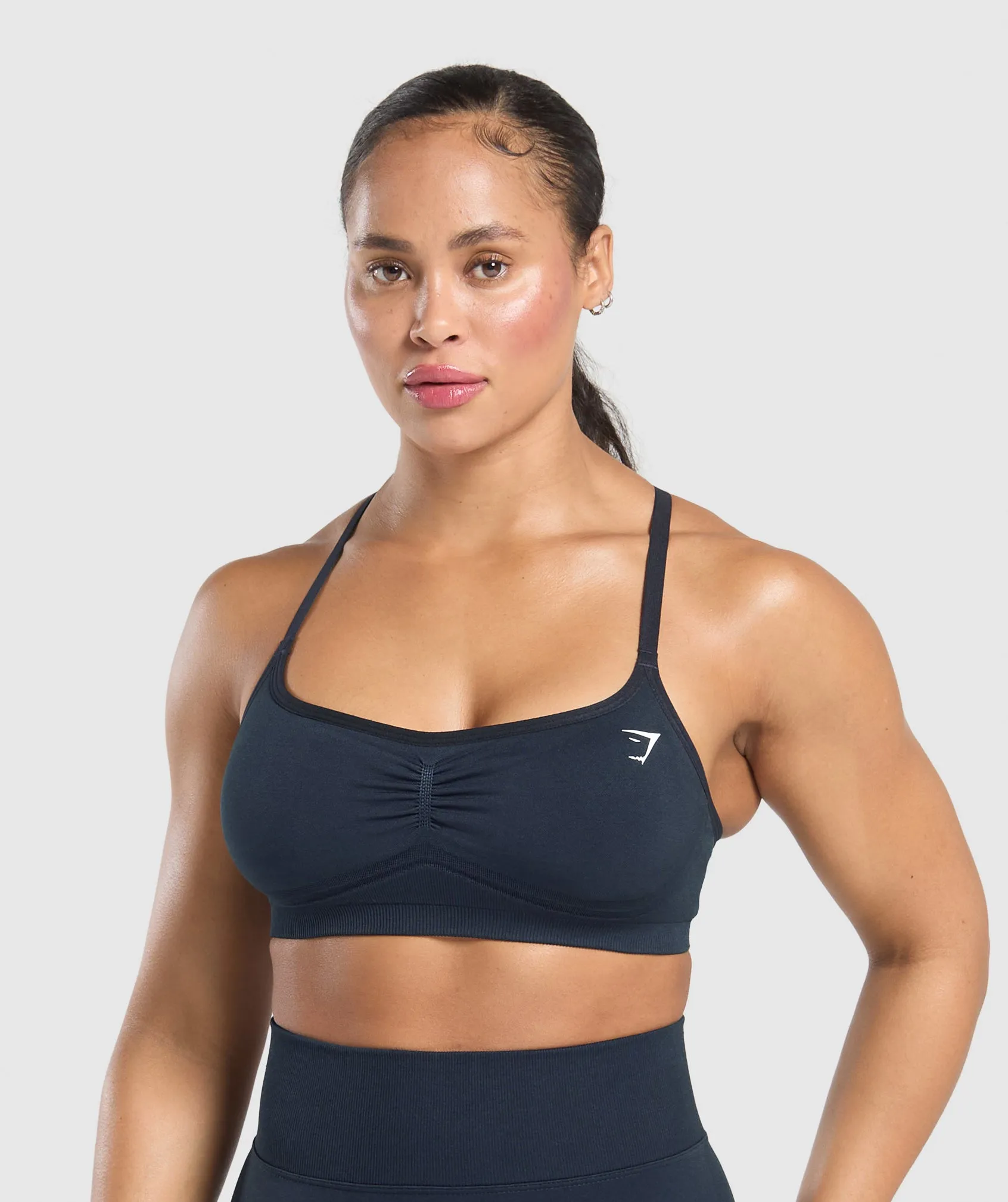 Gymshark Lift Seamless Sports Bra - Midnight Blue/Black Marl sold by Gymshark