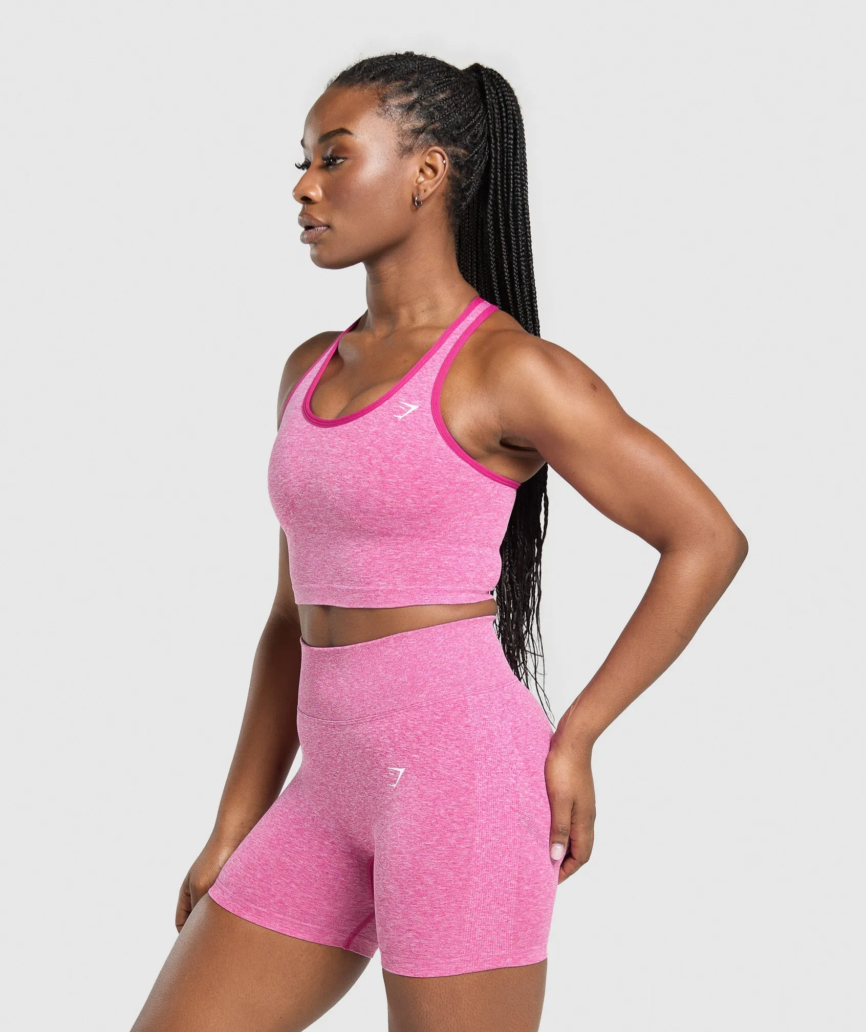 Gymshark Lift Seamless Midi Tank With Shelf - Winning Pink/White Marl sold by Gymshark product image thumbnail 3
