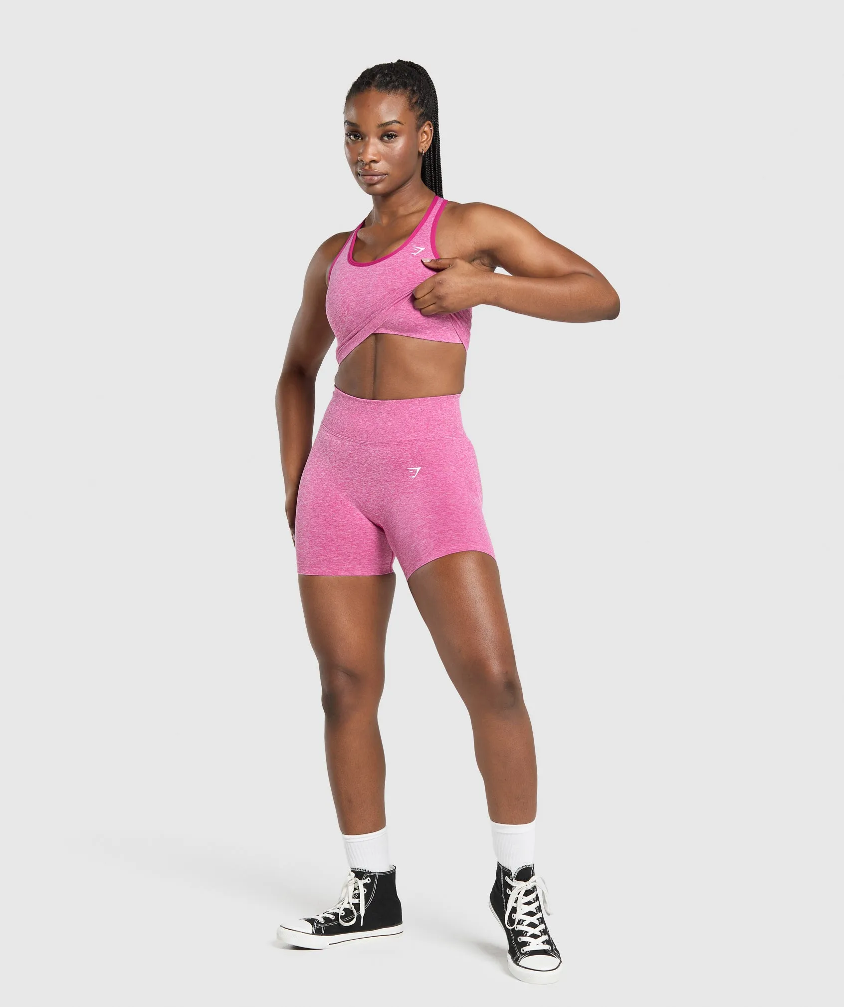 Gymshark Lift Seamless Midi Tank With Shelf - Winning Pink/White Marl sold by Gymshark product image thumbnail 4