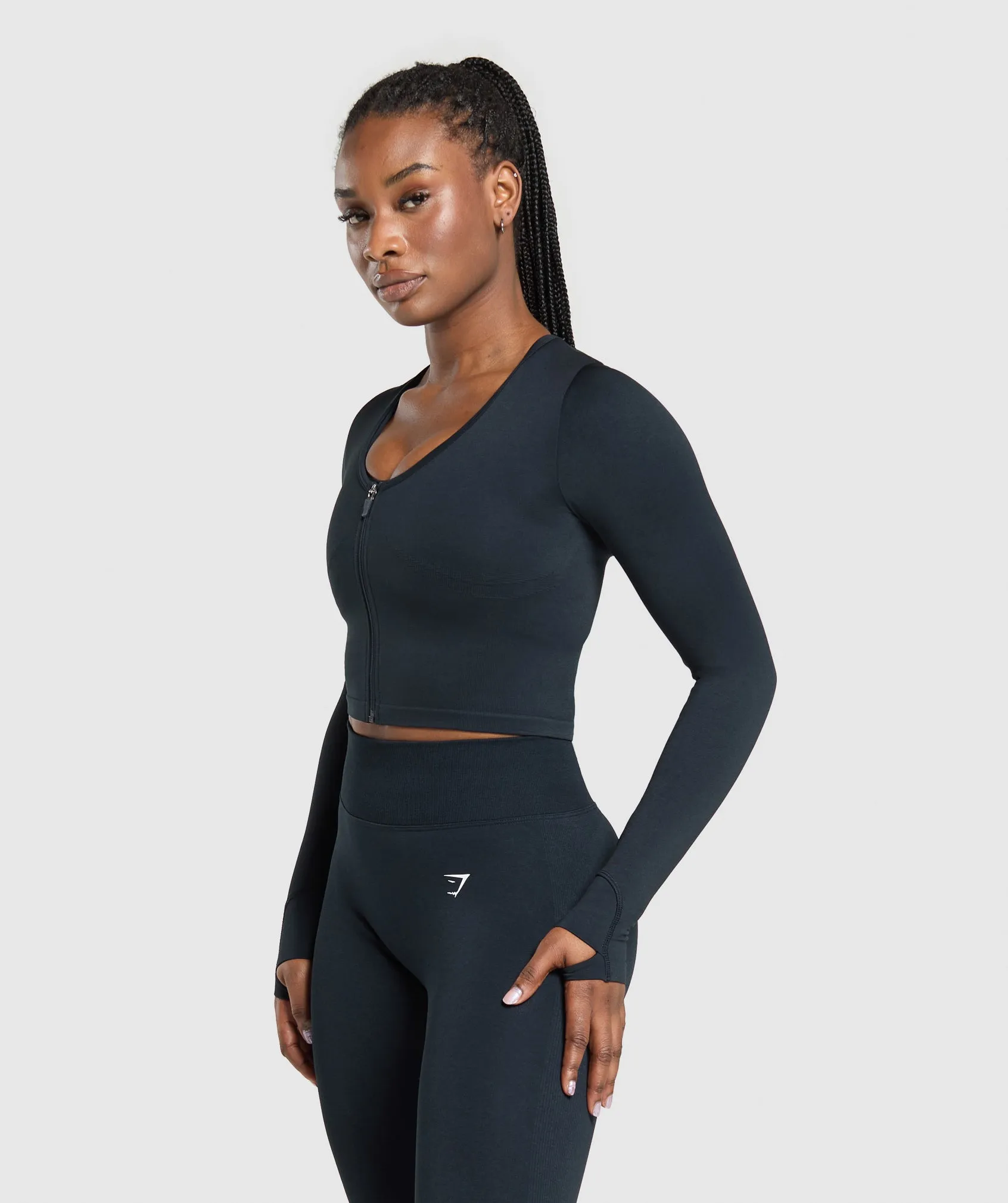 Gymshark Lift Seamless Zip Up Jacket - Midnight Blue/Black Marl sold by Gymshark product image thumbnail 3