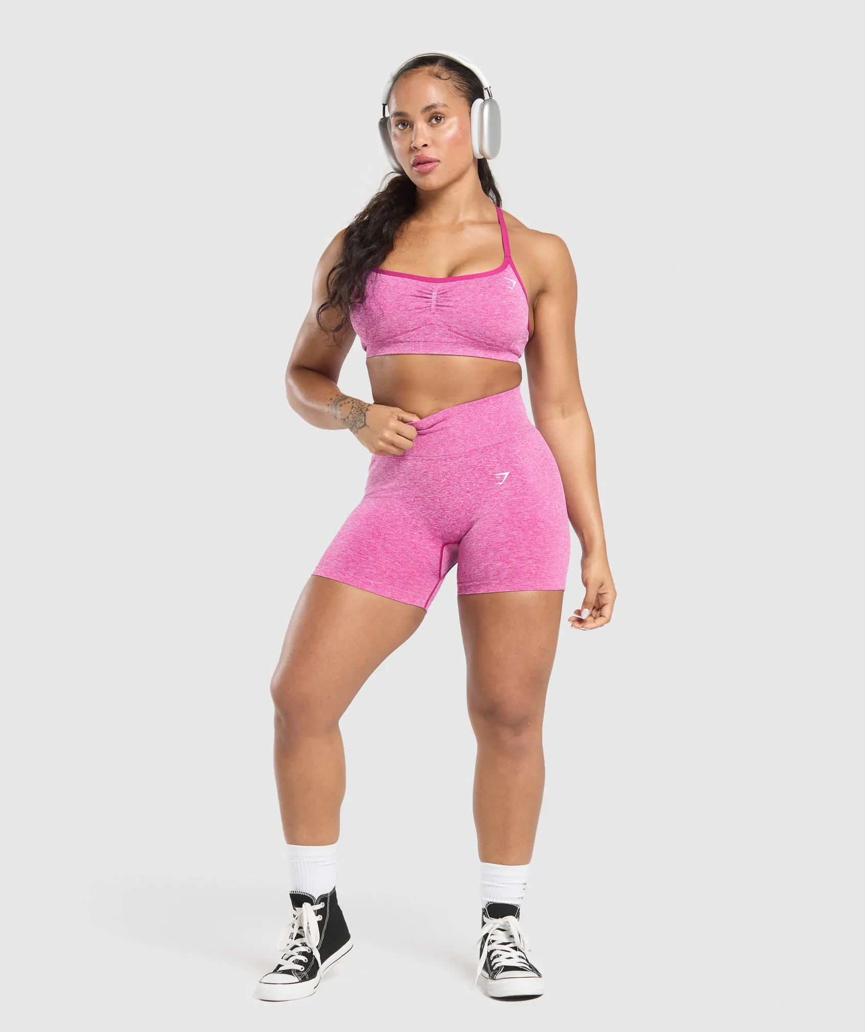 Gymshark Lift Seamless Shorts - Winning Pink/White Marl sold by Gymshark product image thumbnail 4