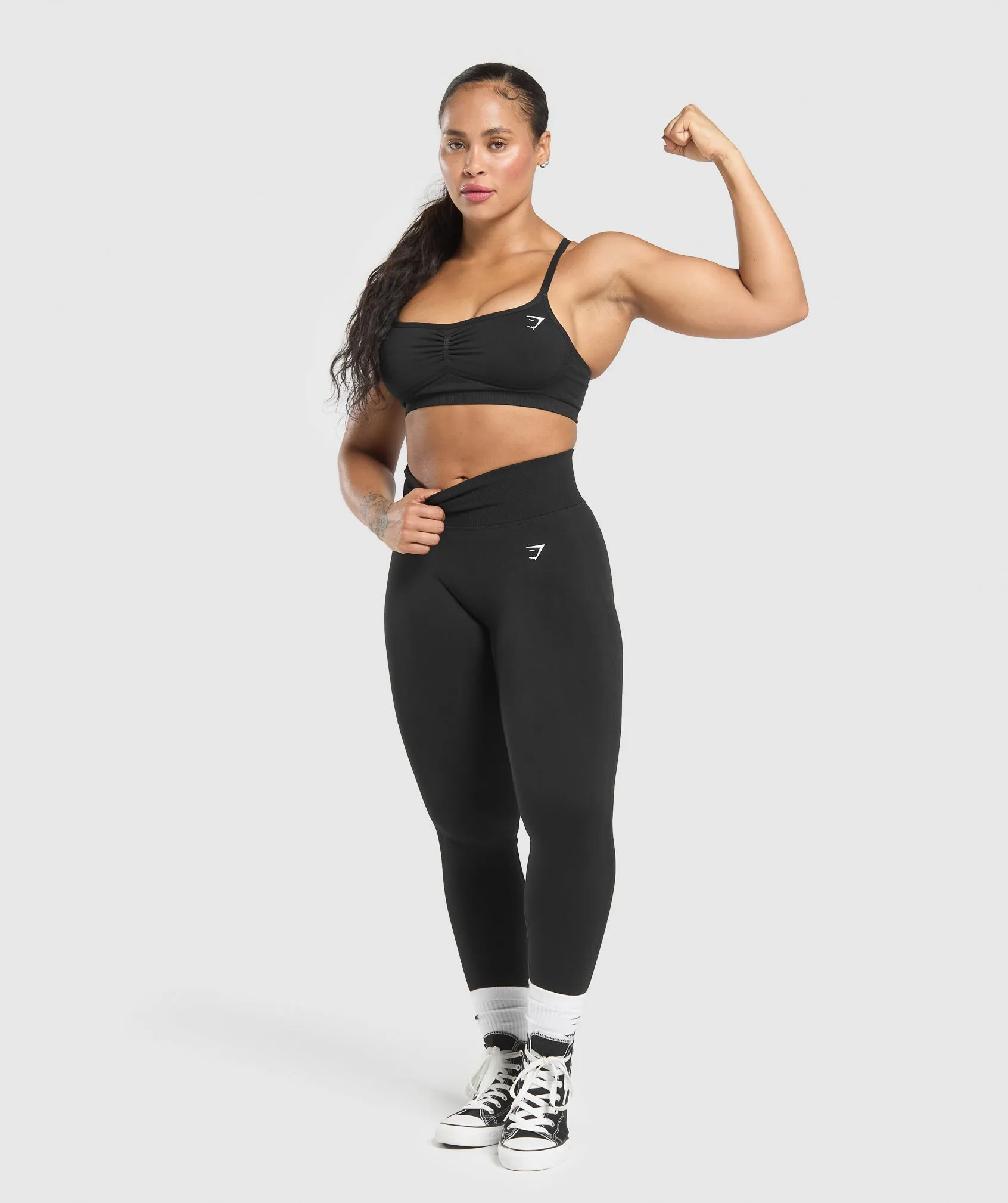 Gymshark Lift Seamless Sports Bra - Black/Black Marl sold by Gymshark product image thumbnail 4