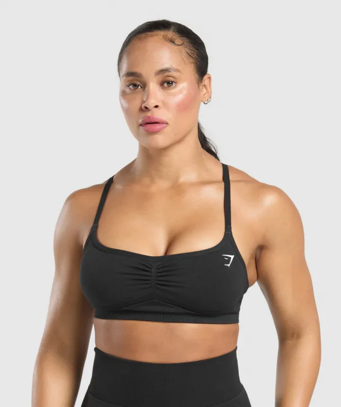 Gymshark Lift Seamless Sports Bra - Black/Black Marl sold by Gymshark