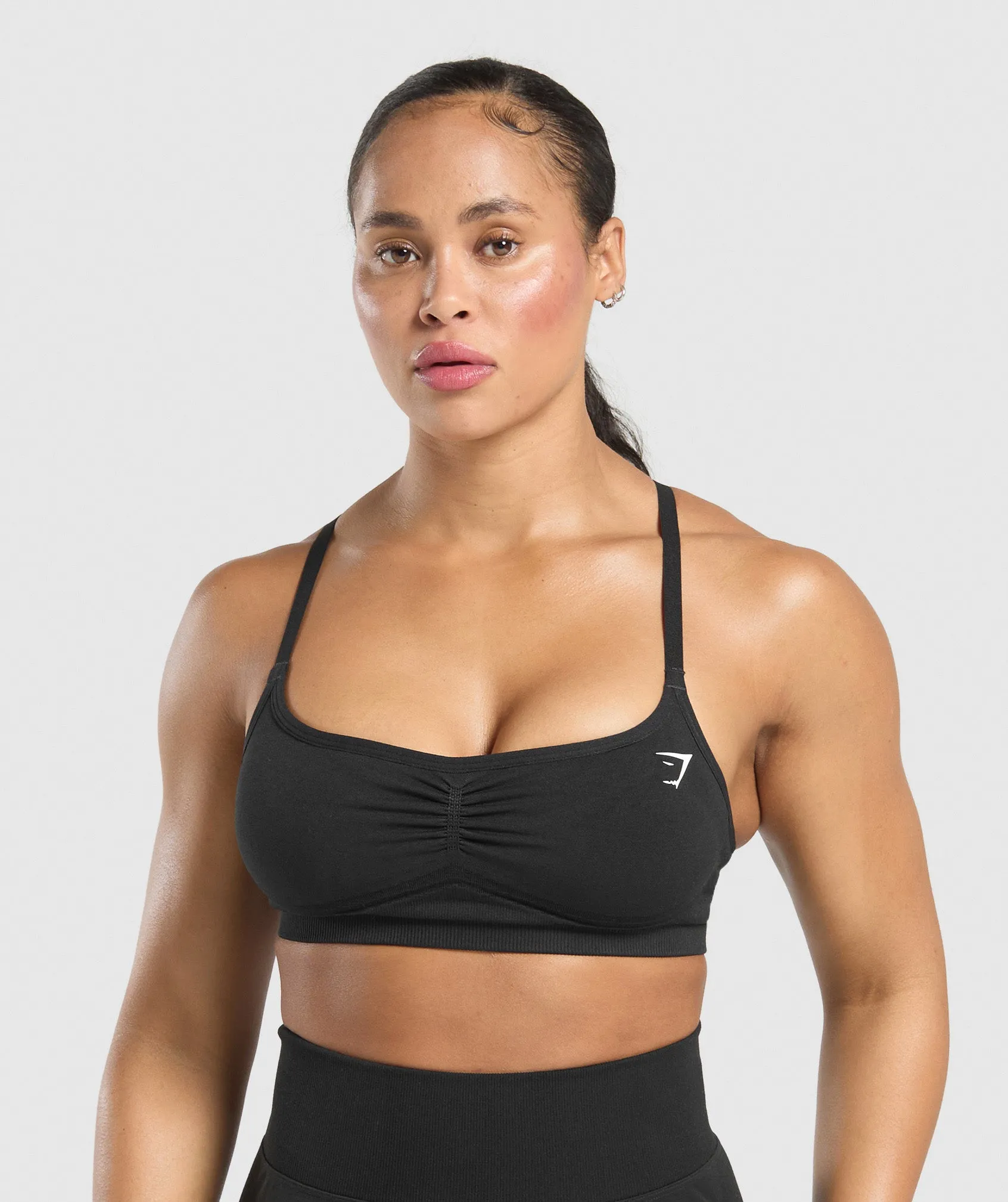 Gymshark Lift Seamless Sports Bra - Black/Black Marl sold by Gymshark