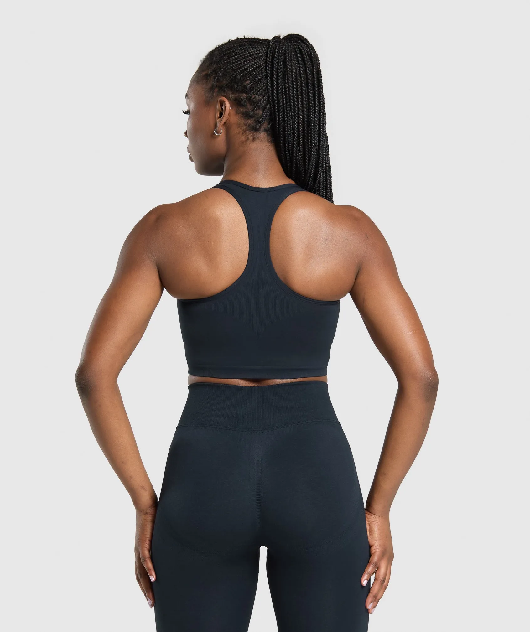 Gymshark Lift Seamless Midi Tank With Shelf - Midnight Blue/Black Marl sold by Gymshark product image thumbnail 2