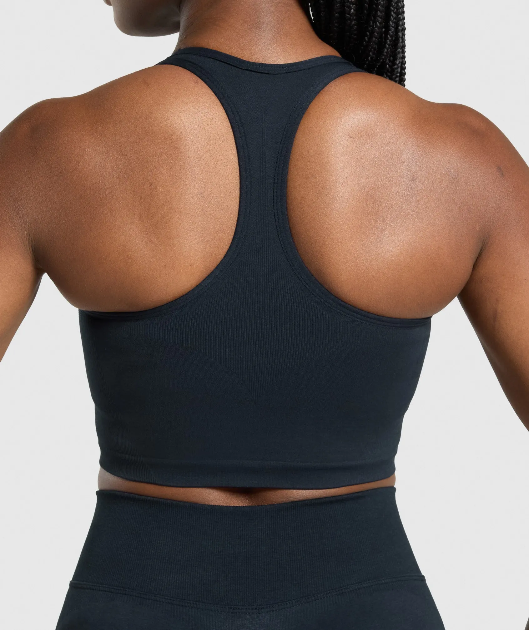 Gymshark Lift Seamless Midi Tank With Shelf - Midnight Blue/Black Marl sold by Gymshark product image thumbnail 5