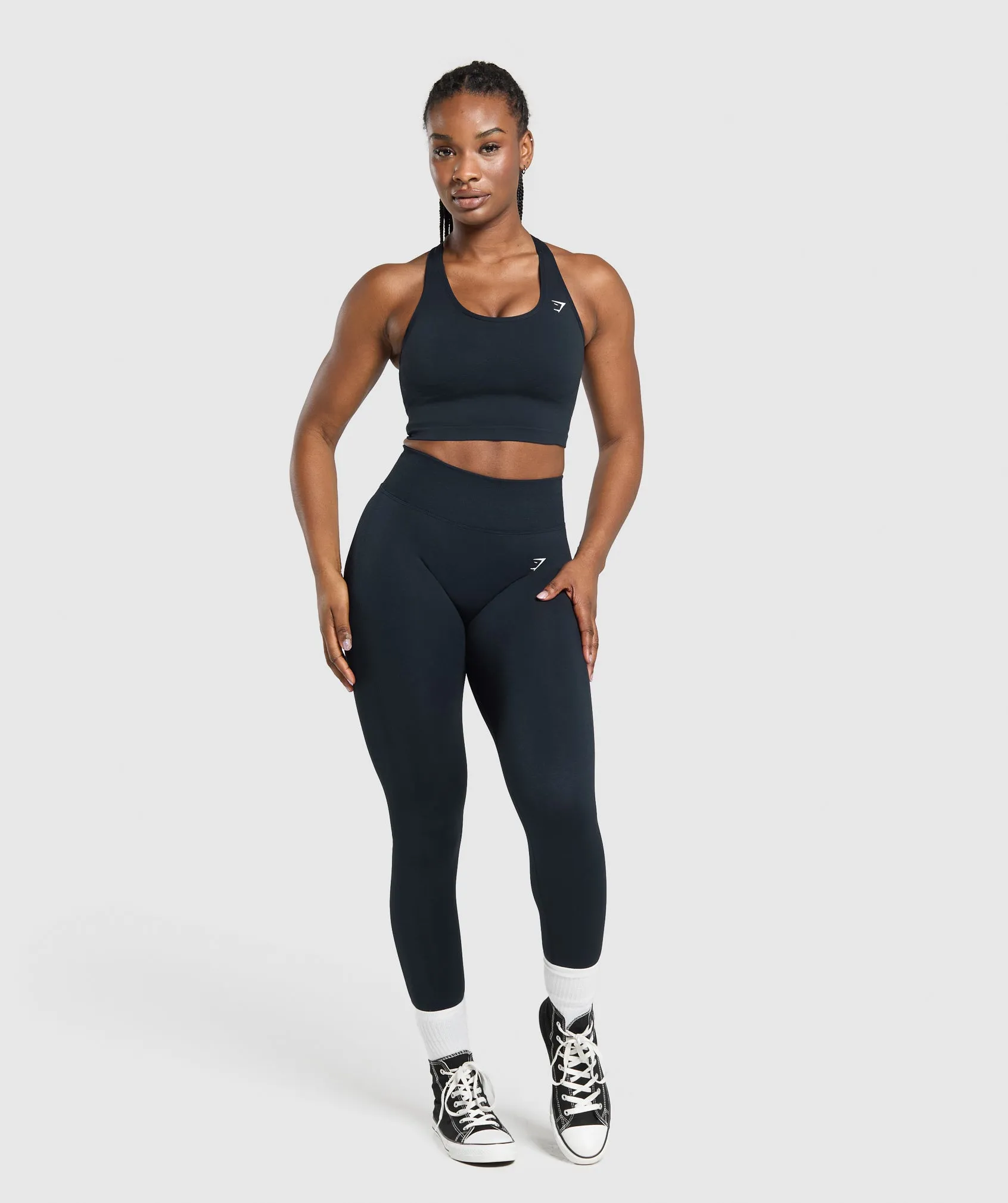 Gymshark Lift Seamless Midi Tank With Shelf - Midnight Blue/Black Marl sold by Gymshark product image thumbnail 4