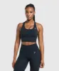 Gymshark Lift Seamless Midi Tank With Shelf - Midnight Blue/Black Marl sold by Gymshark
