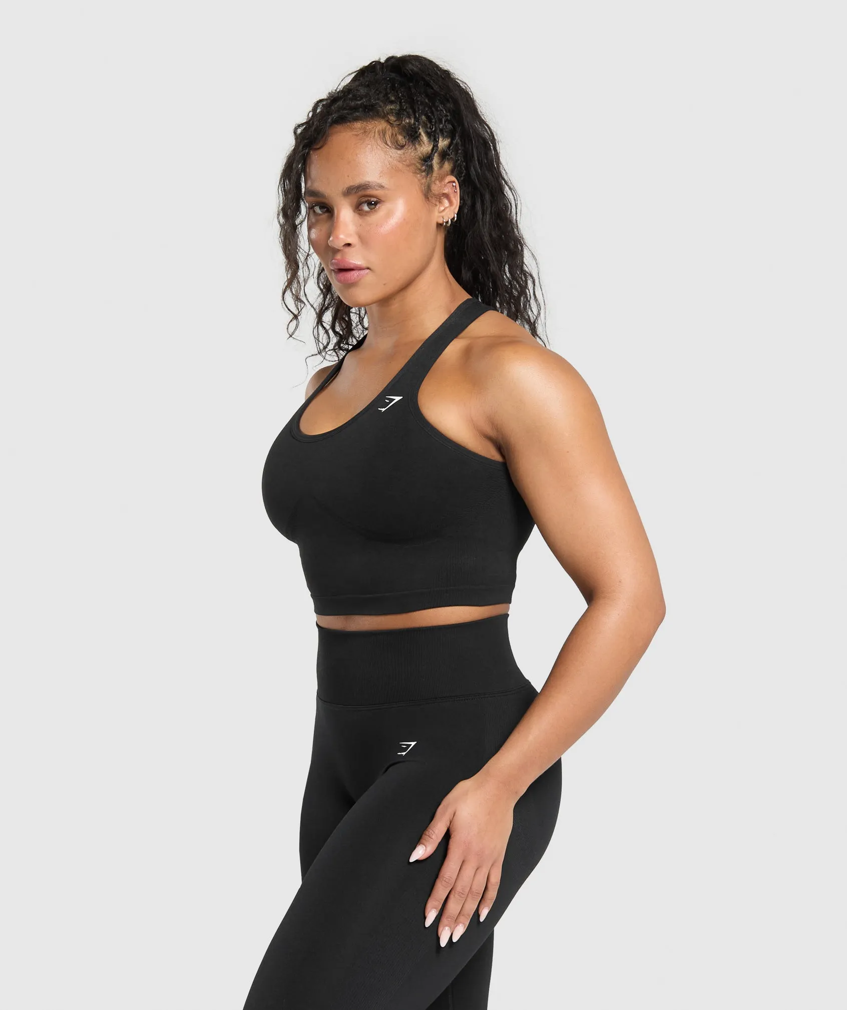 Gymshark Lift Seamless Midi Tank With Shelf - Black/Black Marl sold by Gymshark product image thumbnail 2