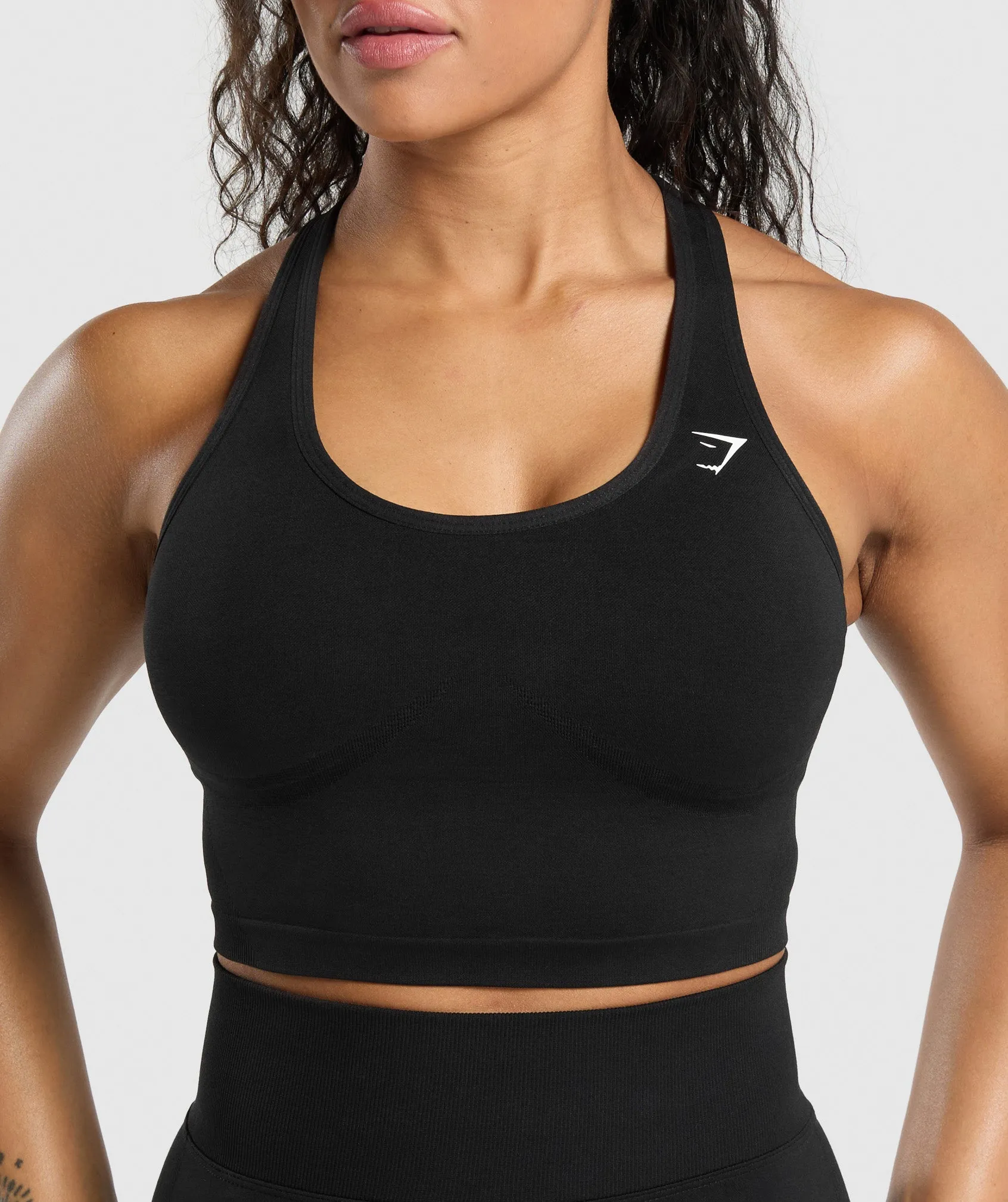 Gymshark Lift Seamless Midi Tank With Shelf - Black/Black Marl sold by Gymshark product image thumbnail 5