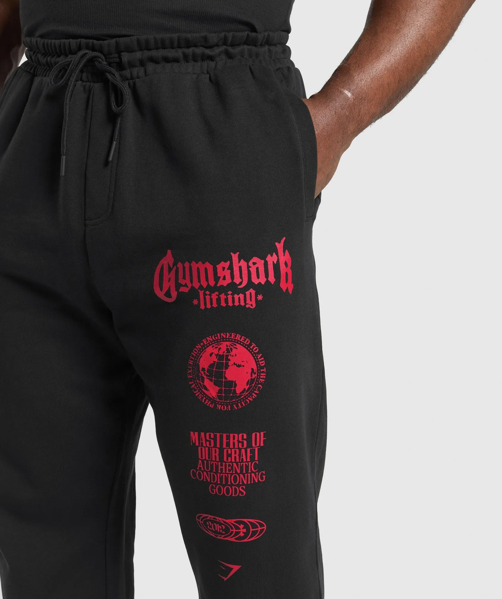 Gymshark Global Lifting Oversized Essential Joggers - Black/Conditioning Red sold by Gymshark product image thumbnail 5