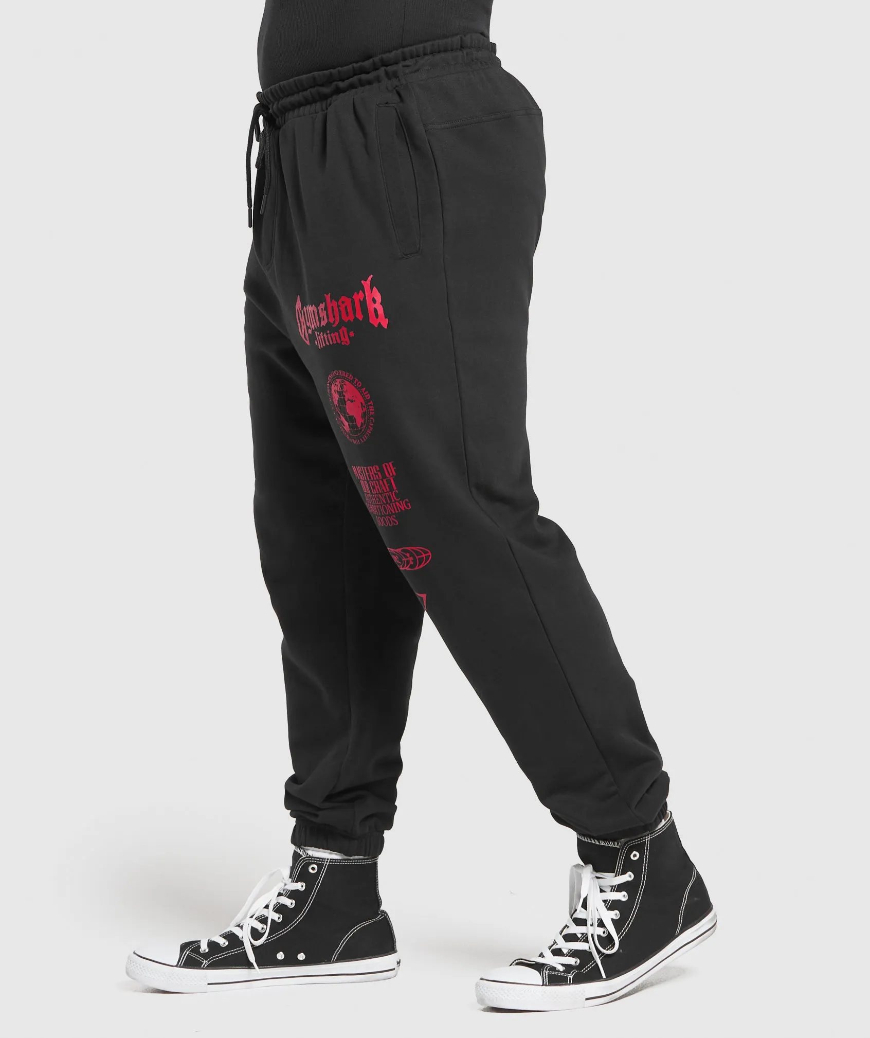 Gymshark Global Lifting Oversized Essential Joggers - Black/Conditioning Red sold by Gymshark product image thumbnail 3