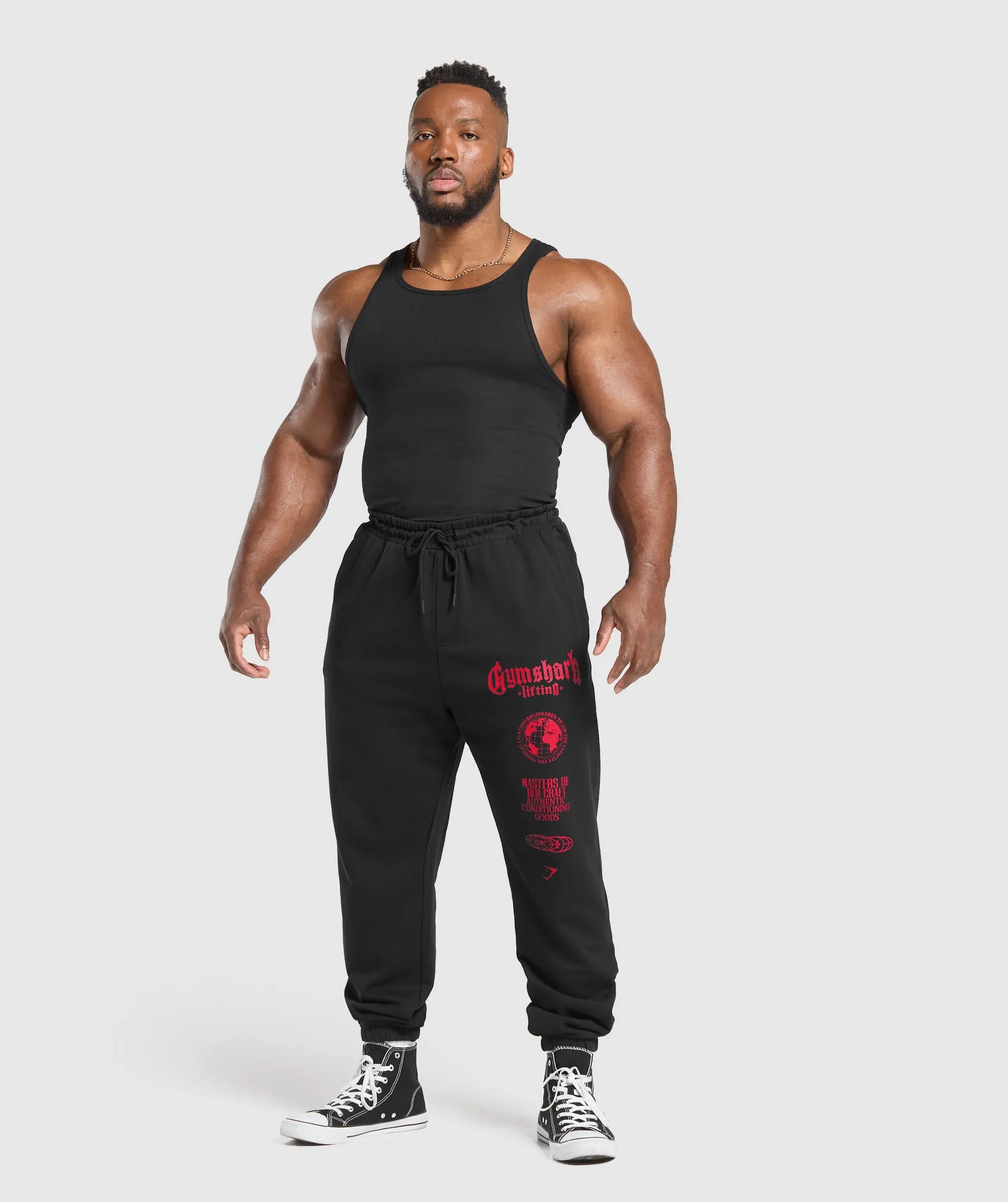 Gymshark Global Lifting Oversized Essential Joggers - Black/Conditioning Red sold by Gymshark product image thumbnail 4