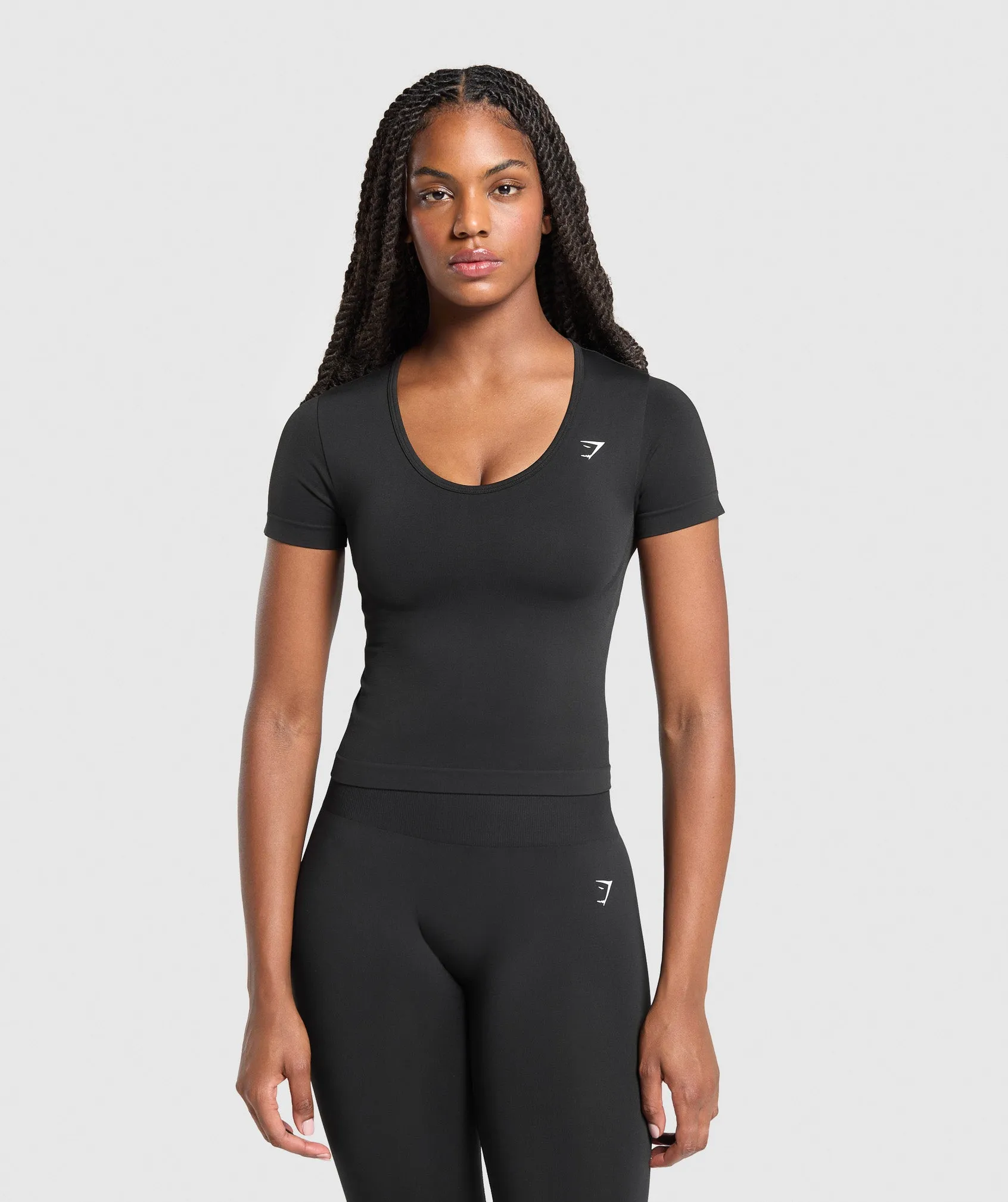 Gymshark Everyday Seamless Tight Fit Crew Neck Tee - Black sold by Gymshark