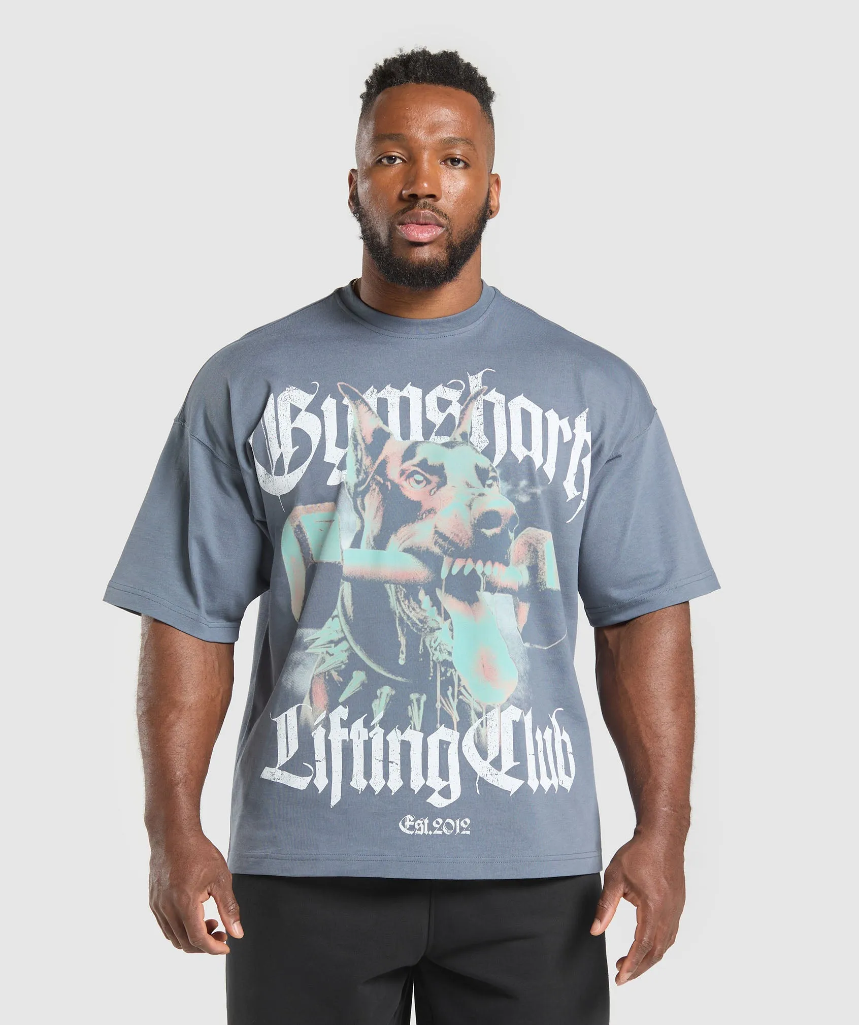 Gymshark Doberman Graphic T-Shirt - Iron Blue sold by Gymshark