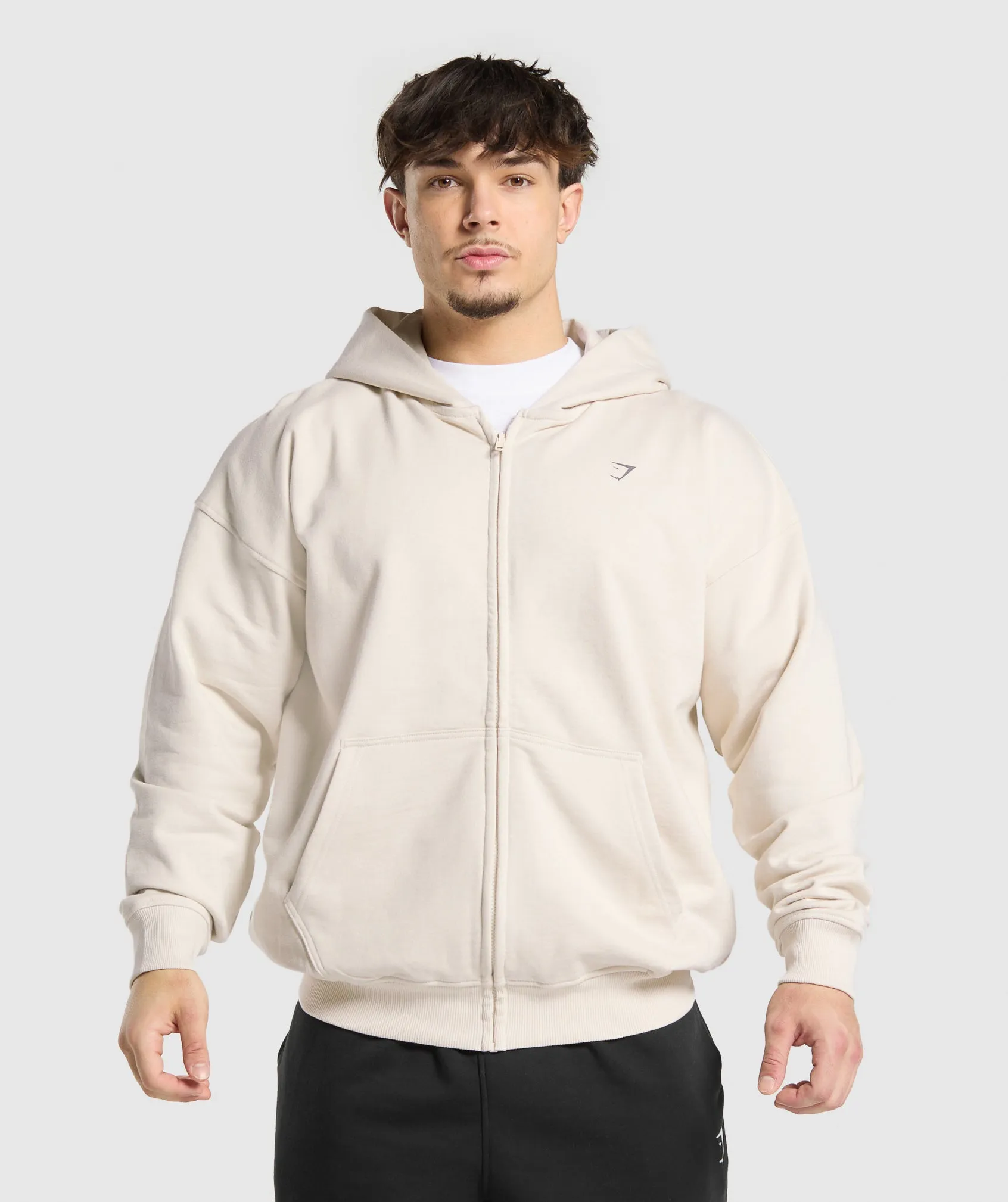 Gymshark Atlas Zip Up Hoodie - Oat White sold by Gymshark product image thumbnail 2