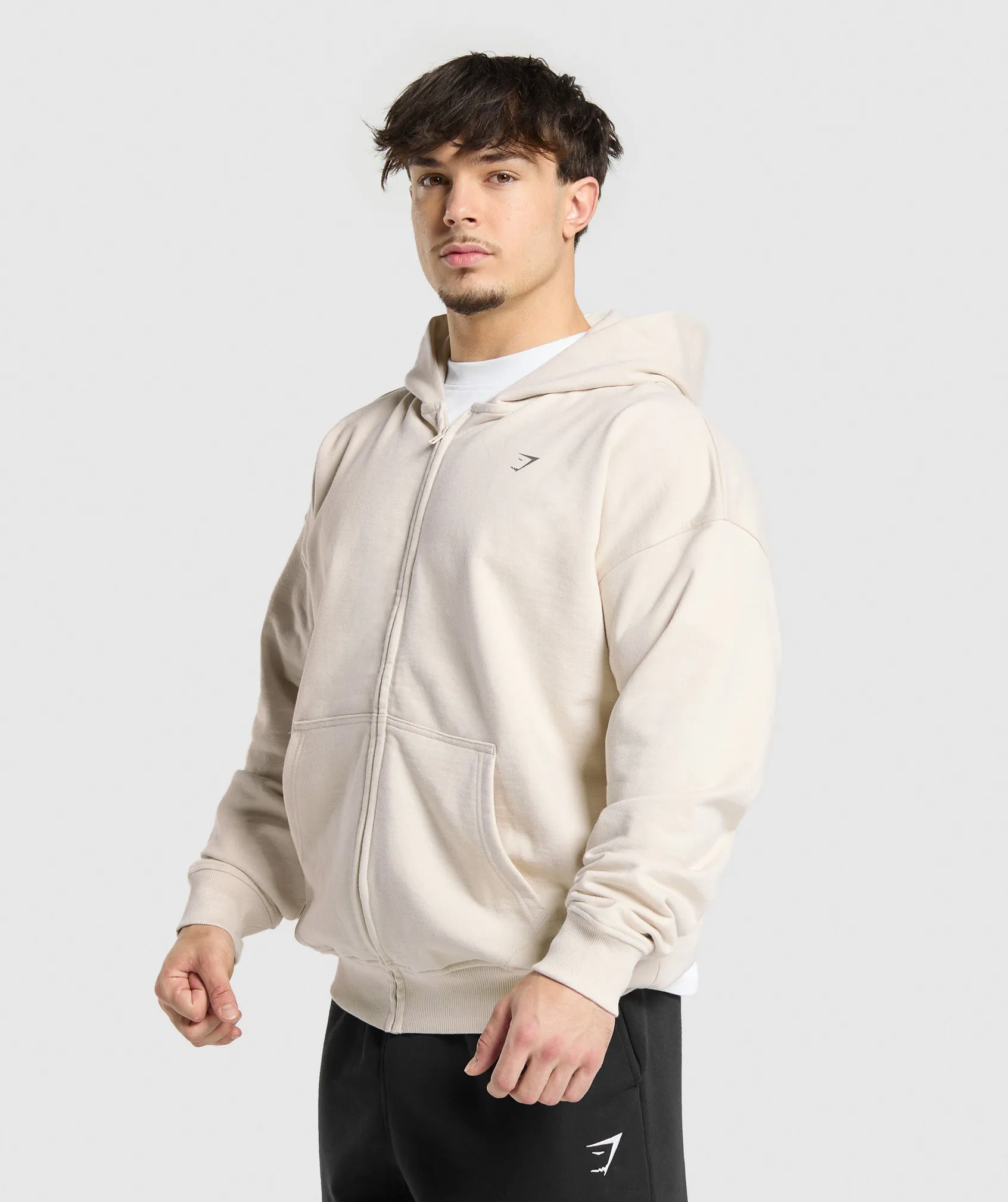 Gymshark Atlas Zip Up Hoodie - Oat White sold by Gymshark product image thumbnail 4