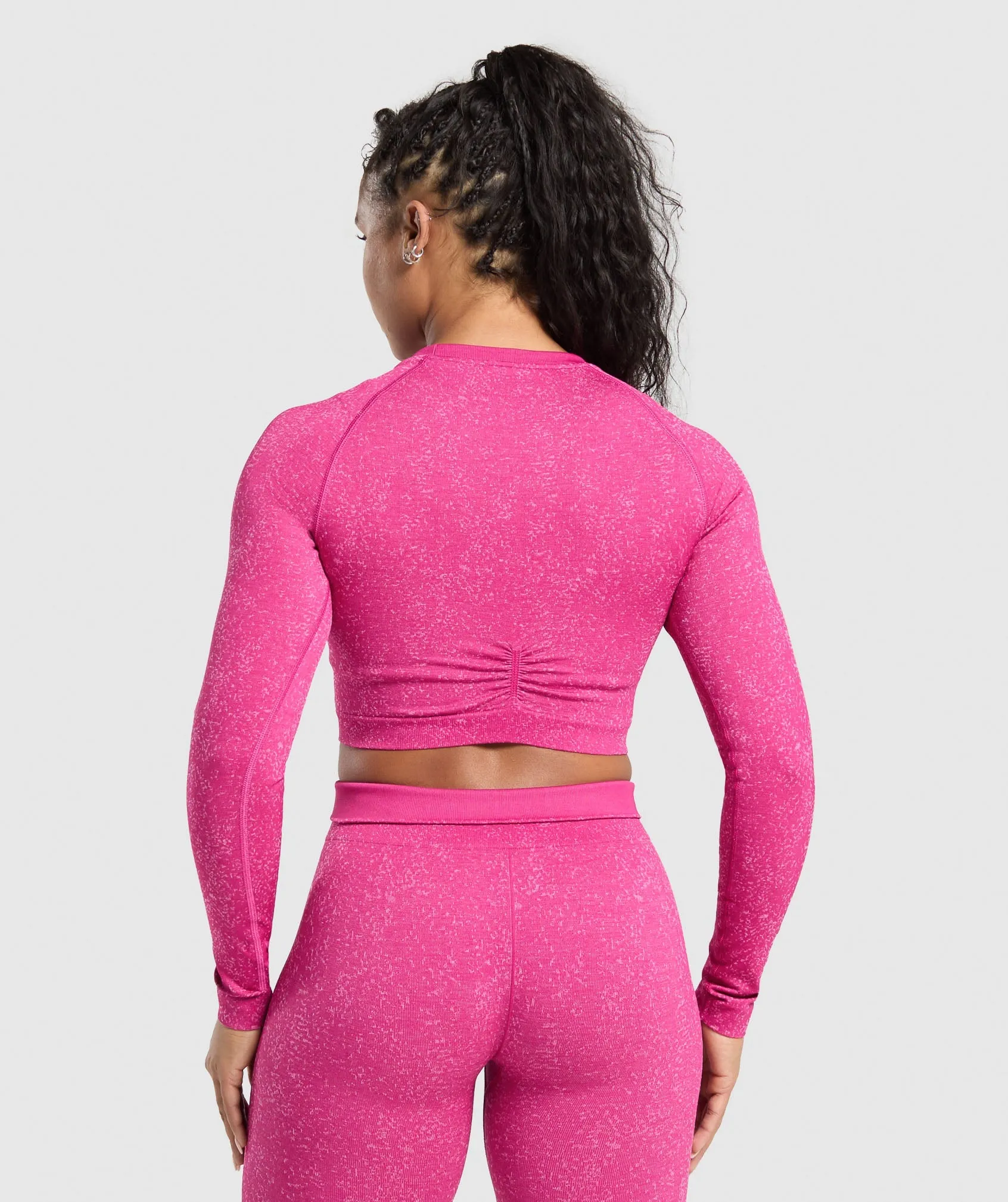 Gymshark Adapt Fleck Seamless Long Sleeve Crop Top - Winning Pink/Sour Pink sold by Gymshark product image thumbnail 2