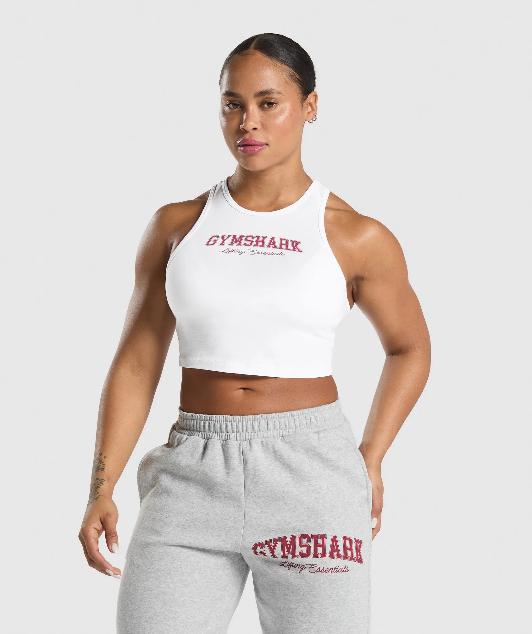 Gymshark Lifting Essentials Graphic Tank - White sold by Gymshark
