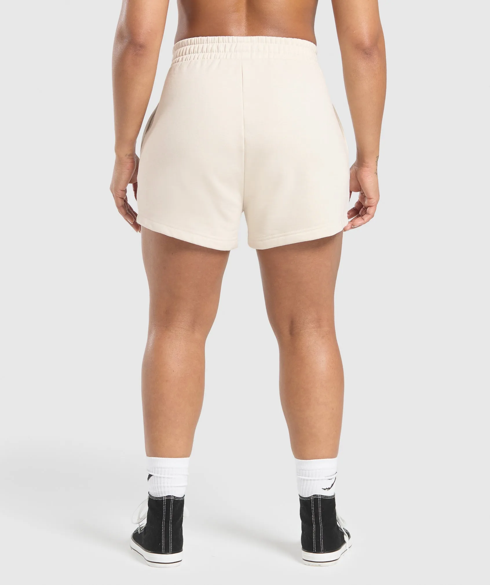 Gymshark Lifting Essentials Graphic Brushed 4' Shorts - Oat White sold by Gymshark product image thumbnail 2