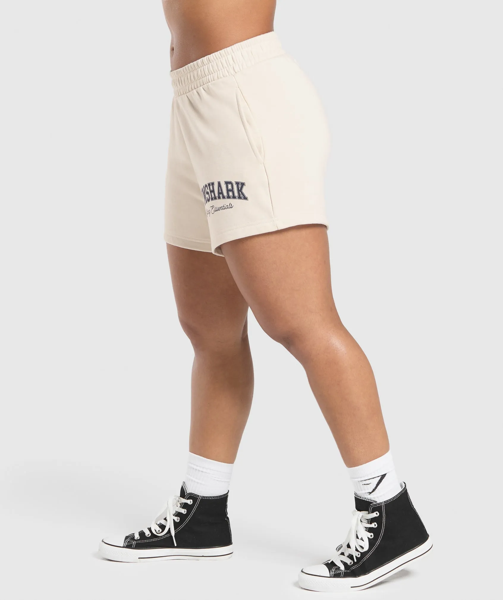 Gymshark Lifting Essentials Graphic Brushed 4' Shorts - Oat White sold by Gymshark product image thumbnail 3