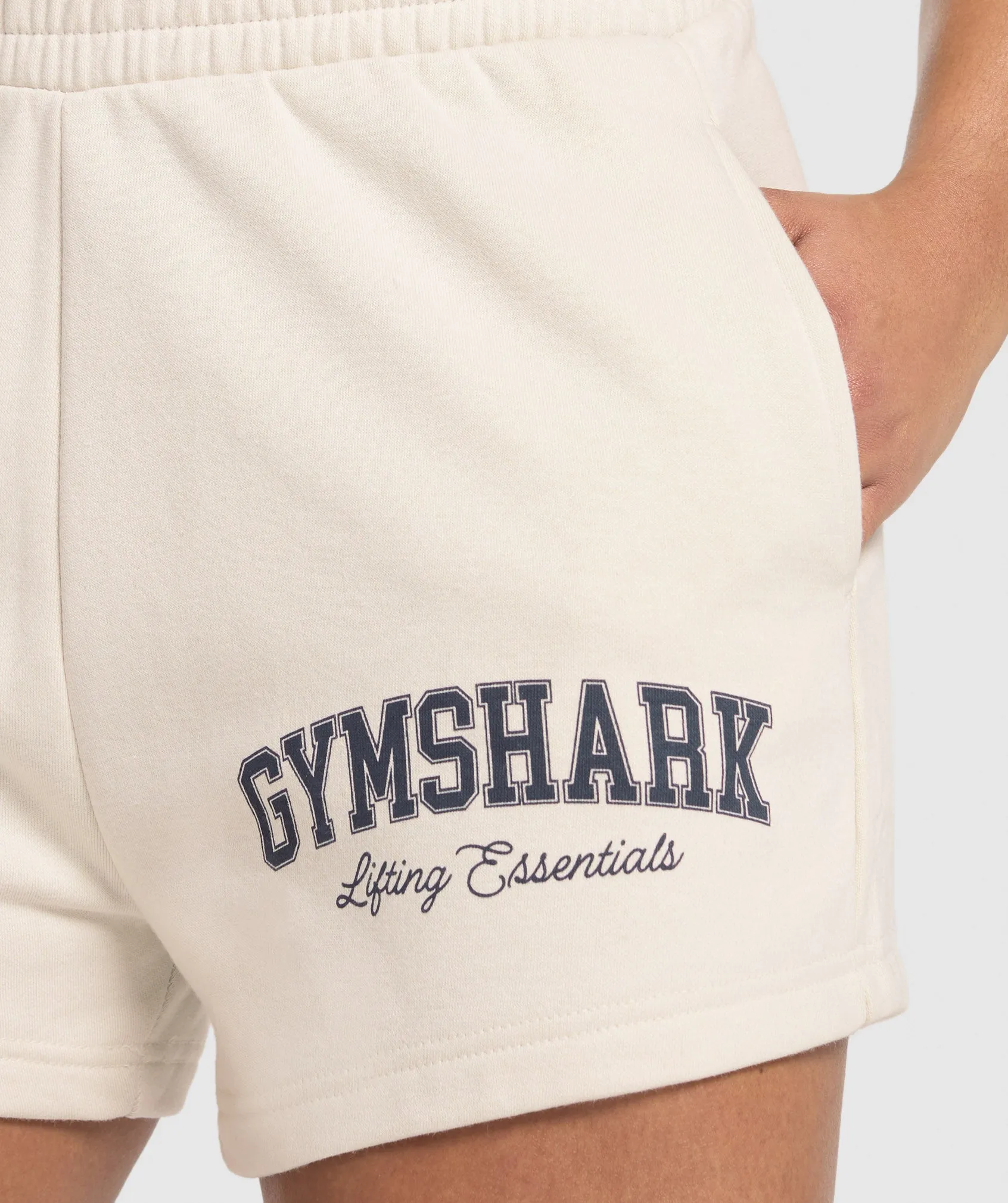 Gymshark Lifting Essentials Graphic Brushed 4' Shorts - Oat White sold by Gymshark product image thumbnail 5
