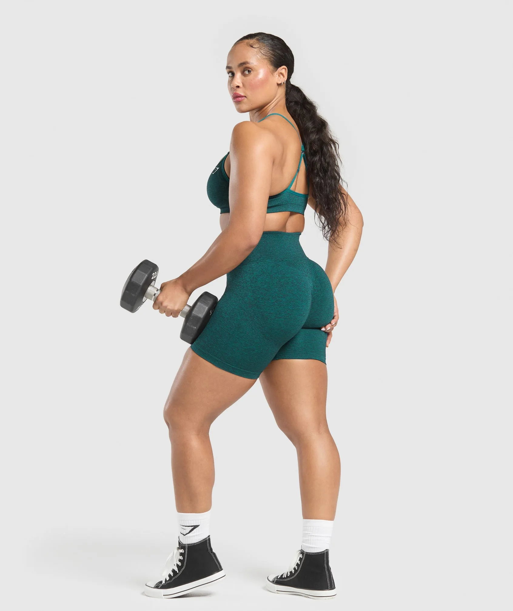 Gymshark Lift Seamless Shorts - Functional Teal/Black Marl sold by Gymshark product image thumbnail 5